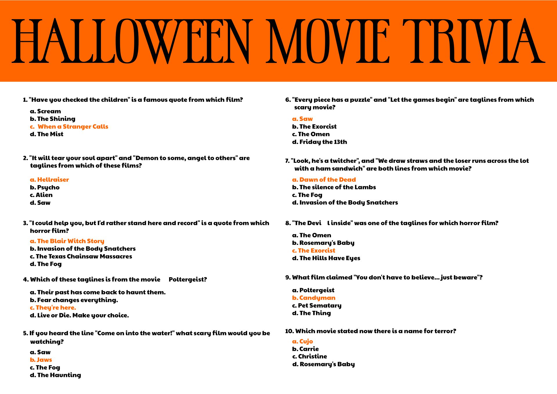 Easy Halloween Movie Trivia Questions And Answers