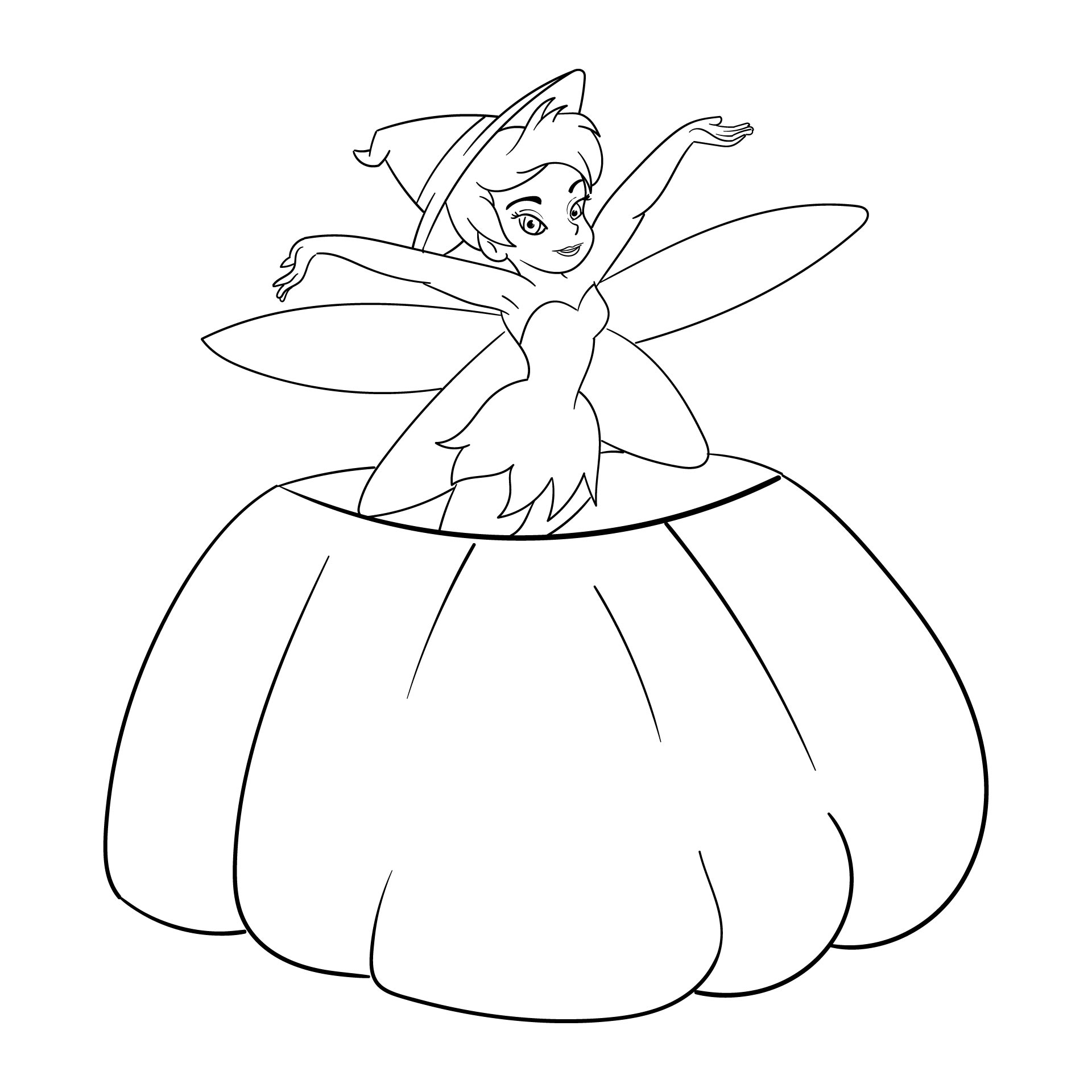 Fairy On The Pumpkin Disney Halloween Coloring Pages Printable