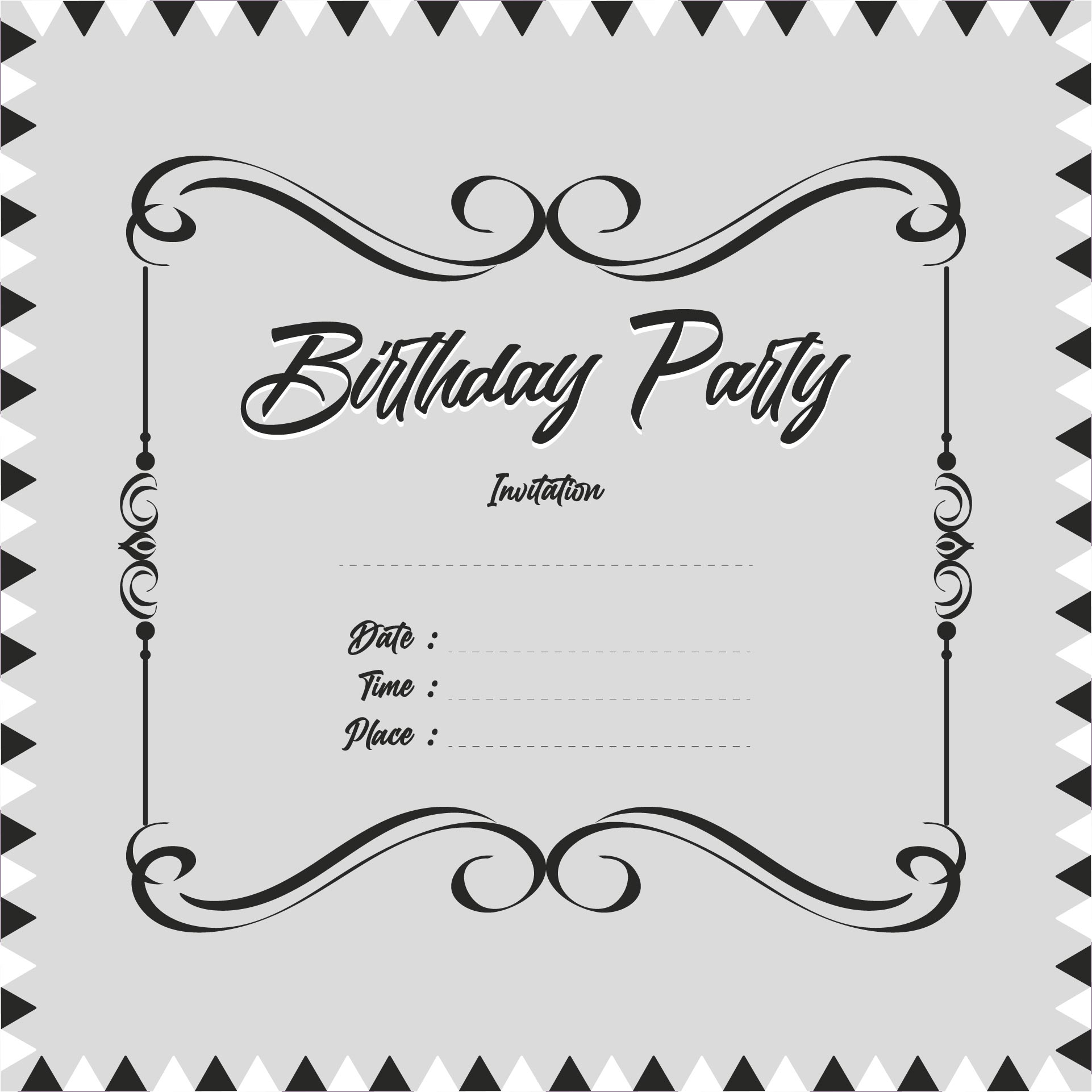 Free Black And White Birthday Invitation Templates