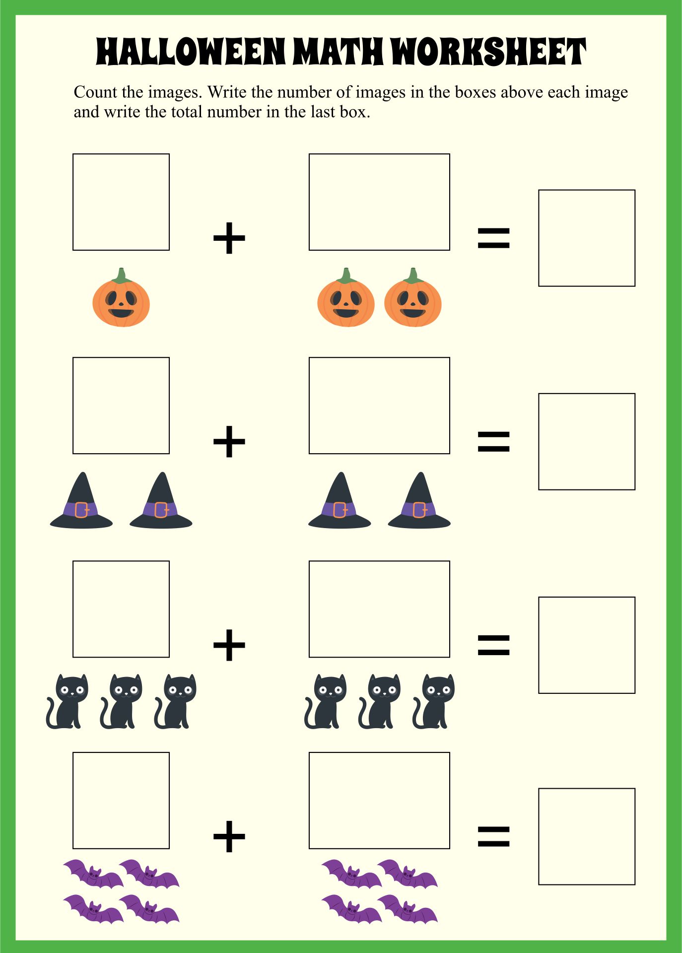 Free Halloween Themed Math Worksheets For Kids