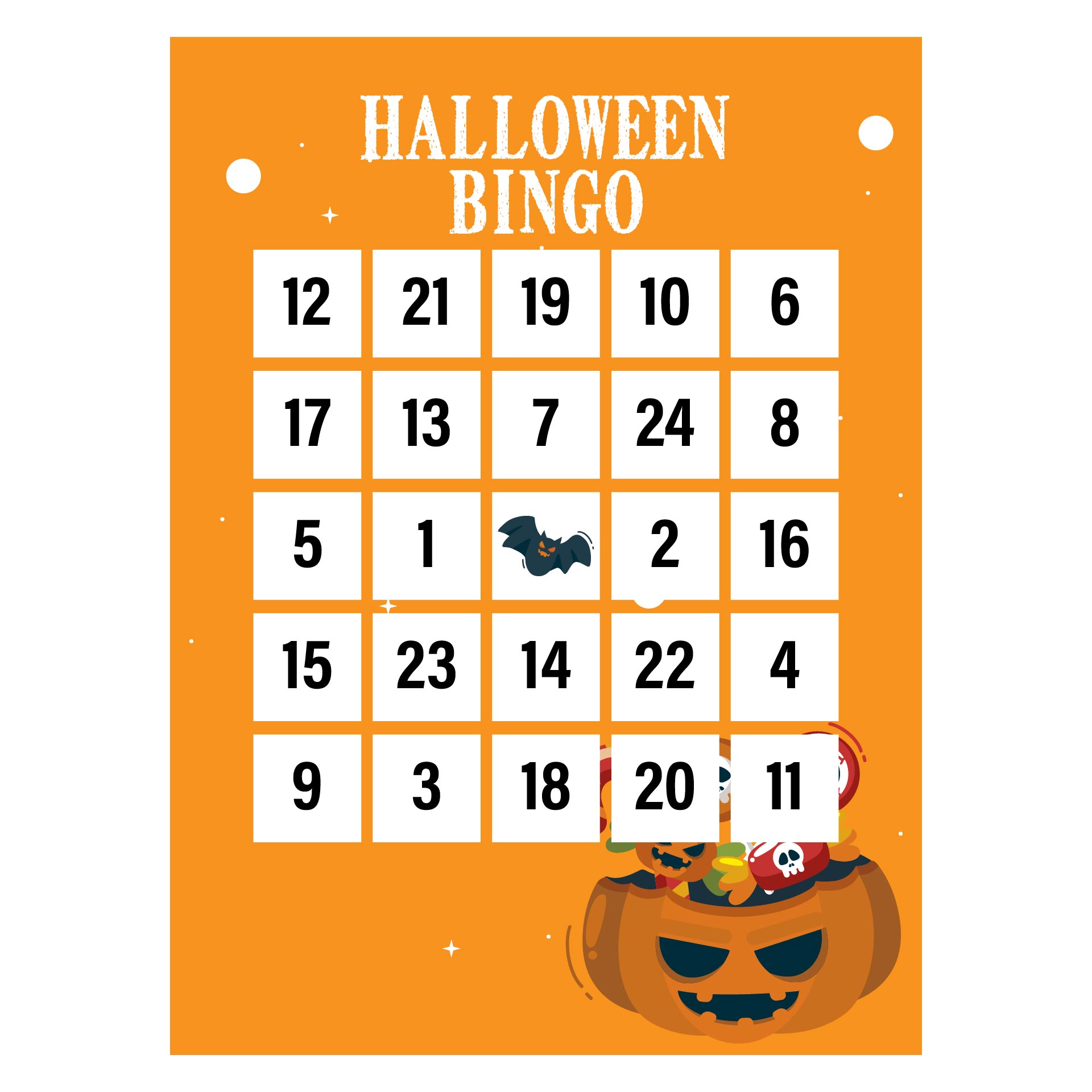 Free Printable Halloween Bingo Cards With Numbers