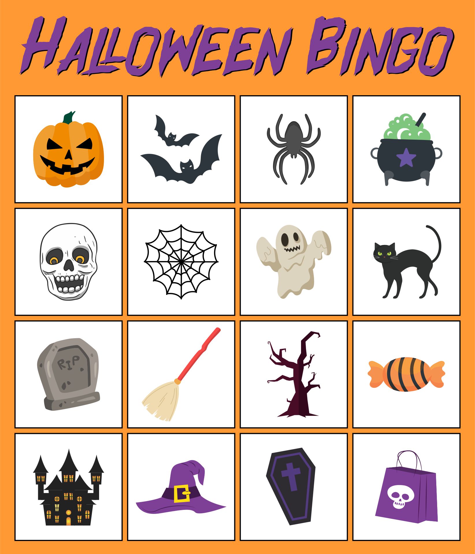 Free Printable Halloween Bingo Cards With Pictures