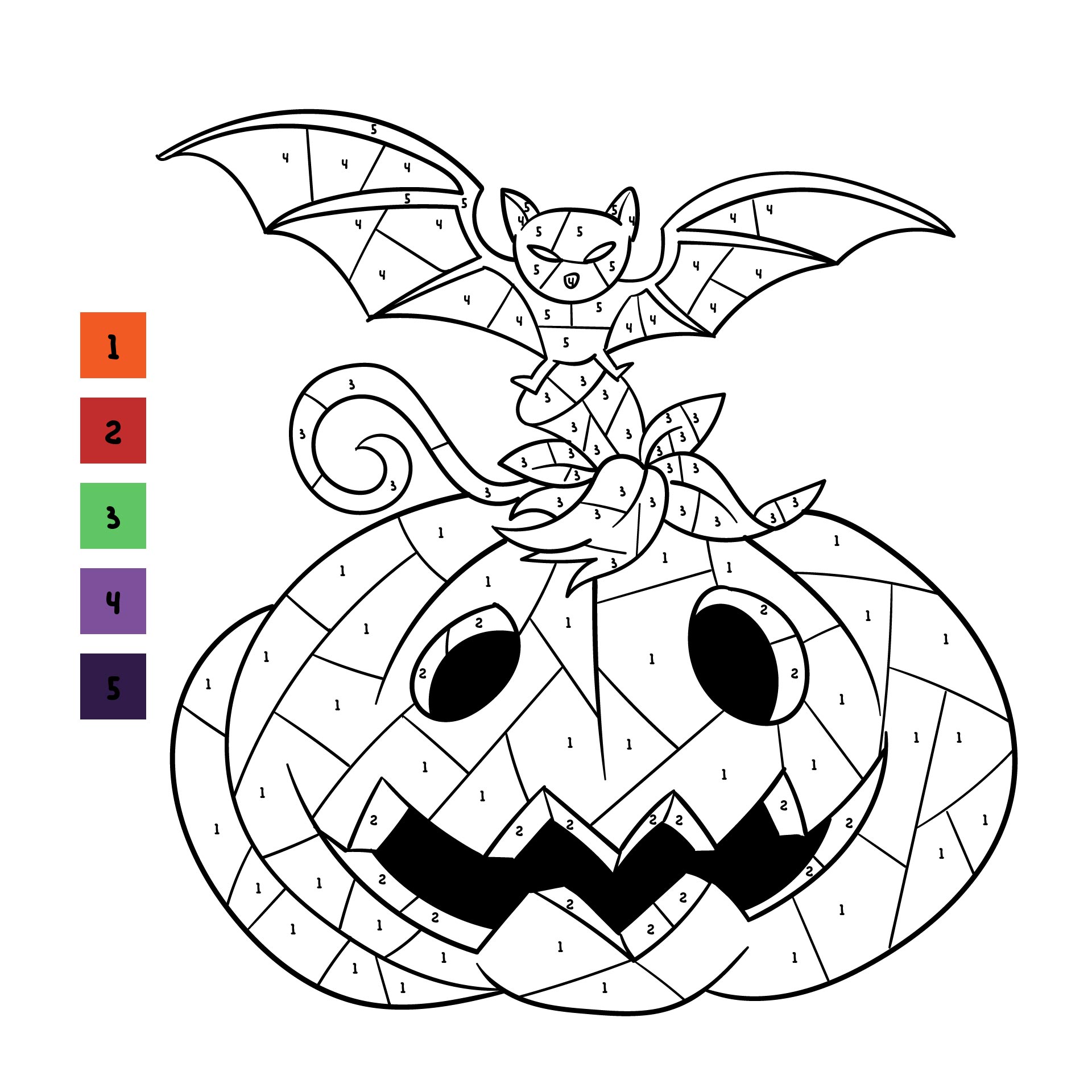 Free Printable Halloween Color By Number Pages
