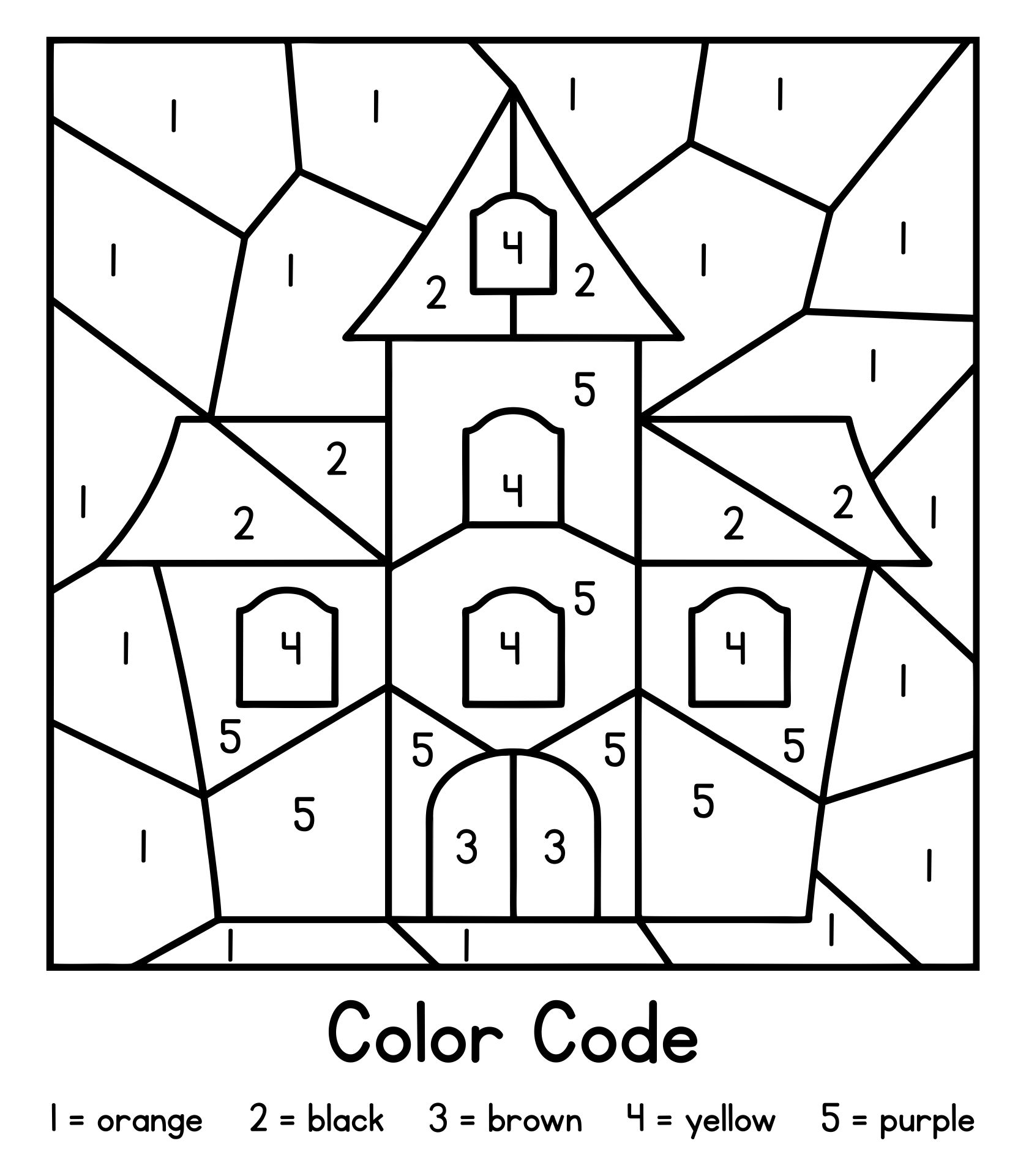 Free Printable Halloween Haunted House Color By Number