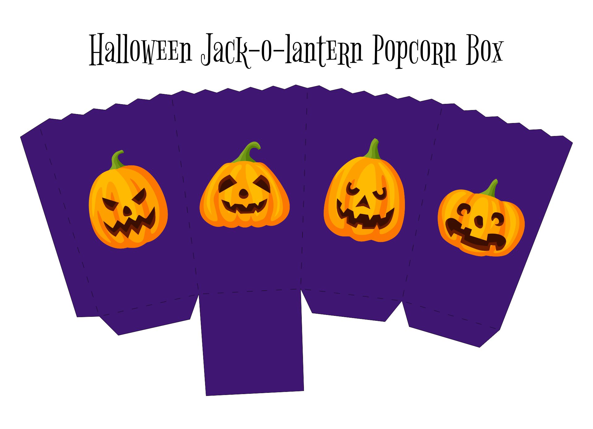 Free Printable Halloween Jack-o-lantern Popcorn Box