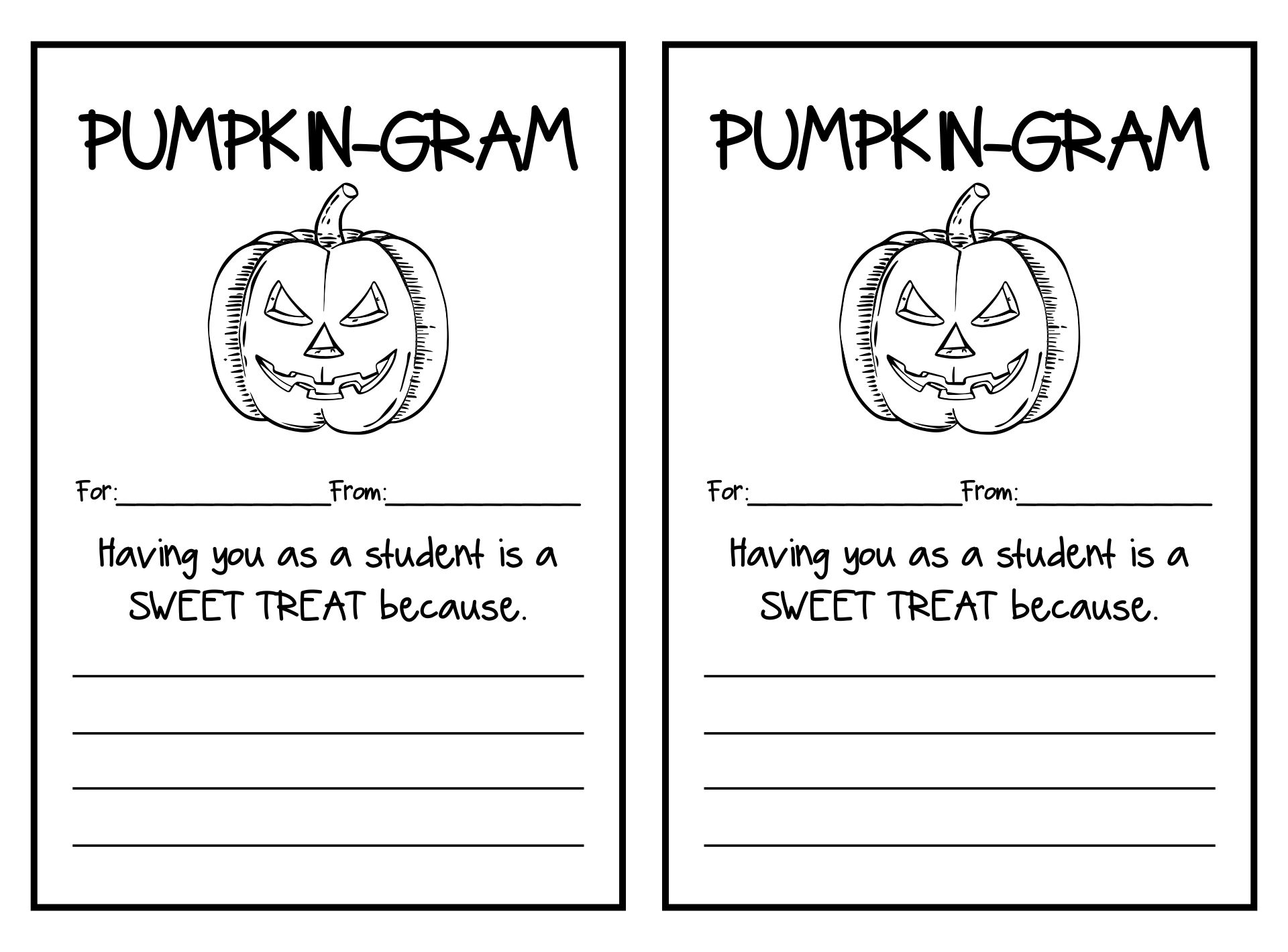 Free Printable Halloween Pumpkin Grams