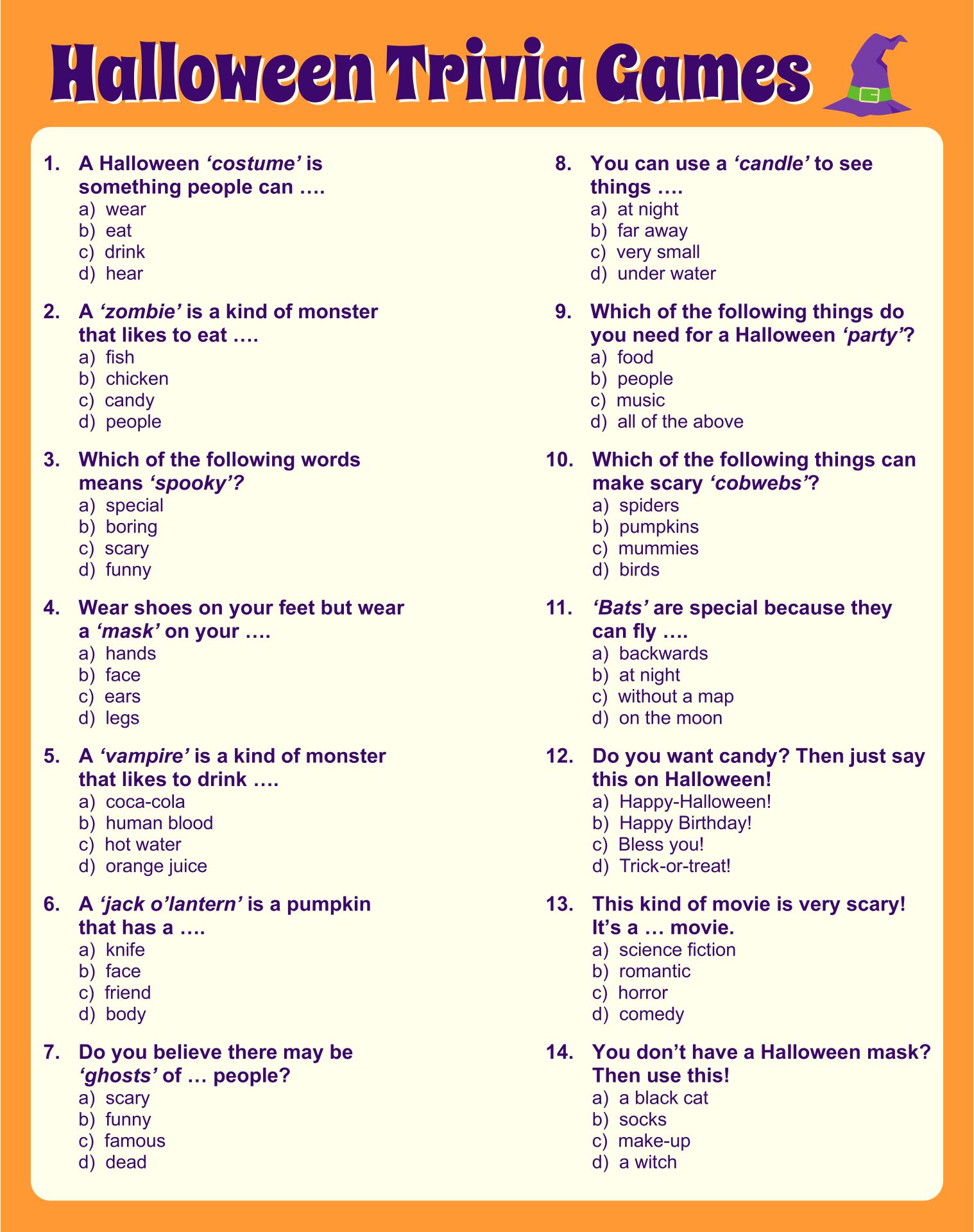 Free Printable Halloween Trivia Games For Adults