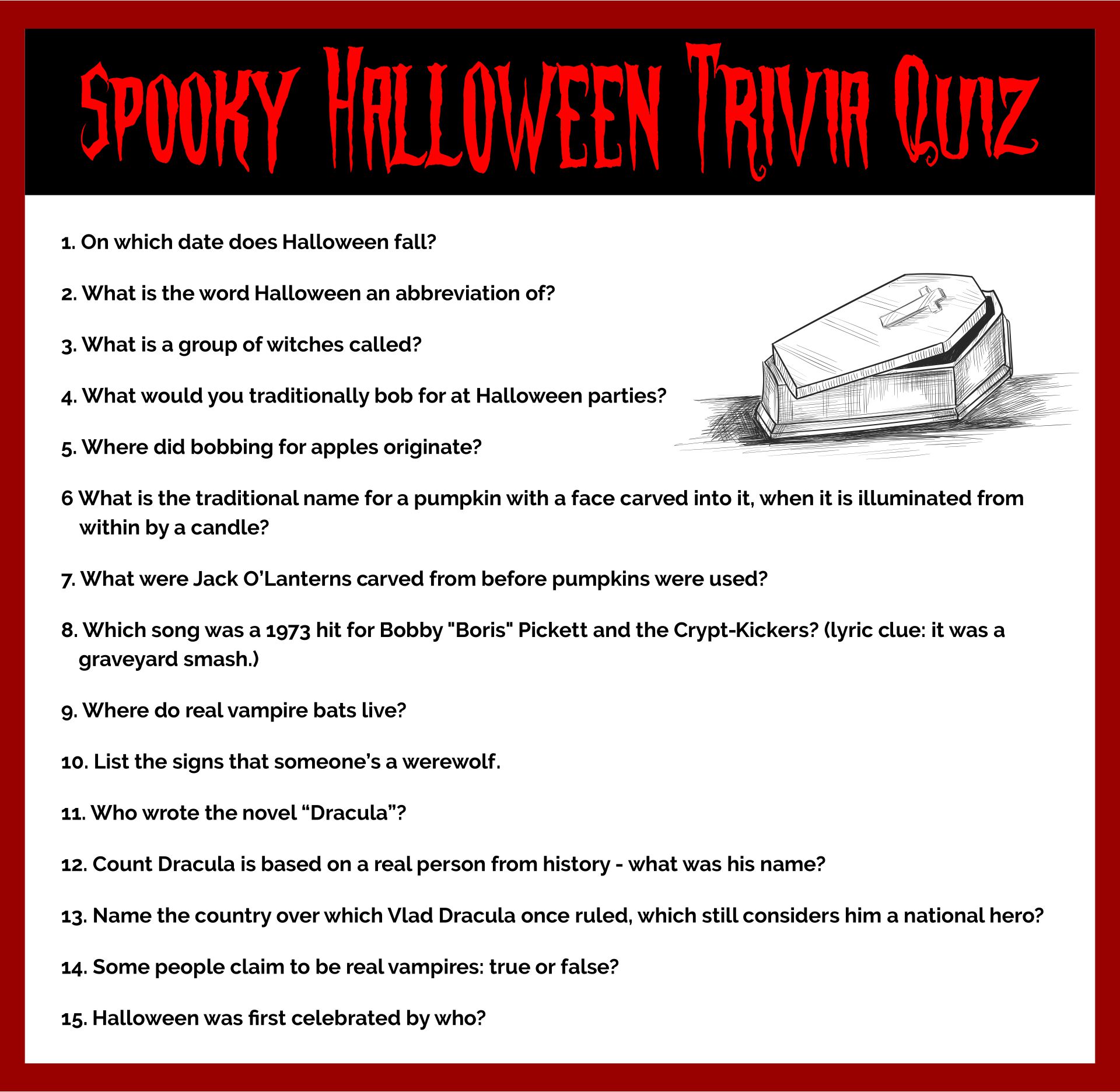 Free Printable Halloween Trivia Quiz For Adults