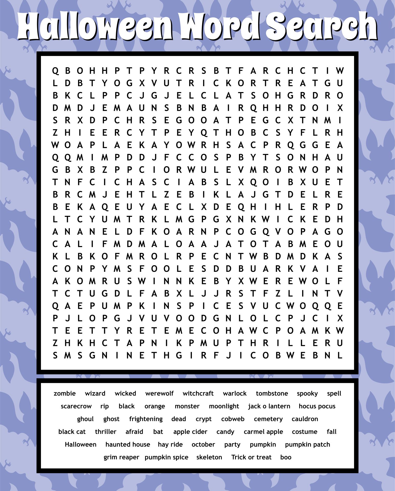 Free Printable Halloween Word Search Puzzles For Adults