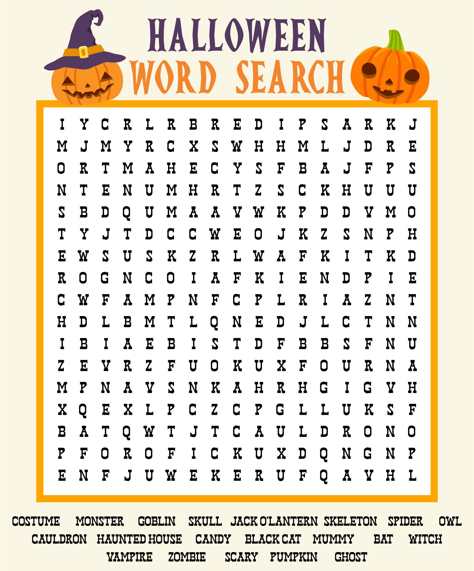 Fun & Free Halloween Word Search For Kids