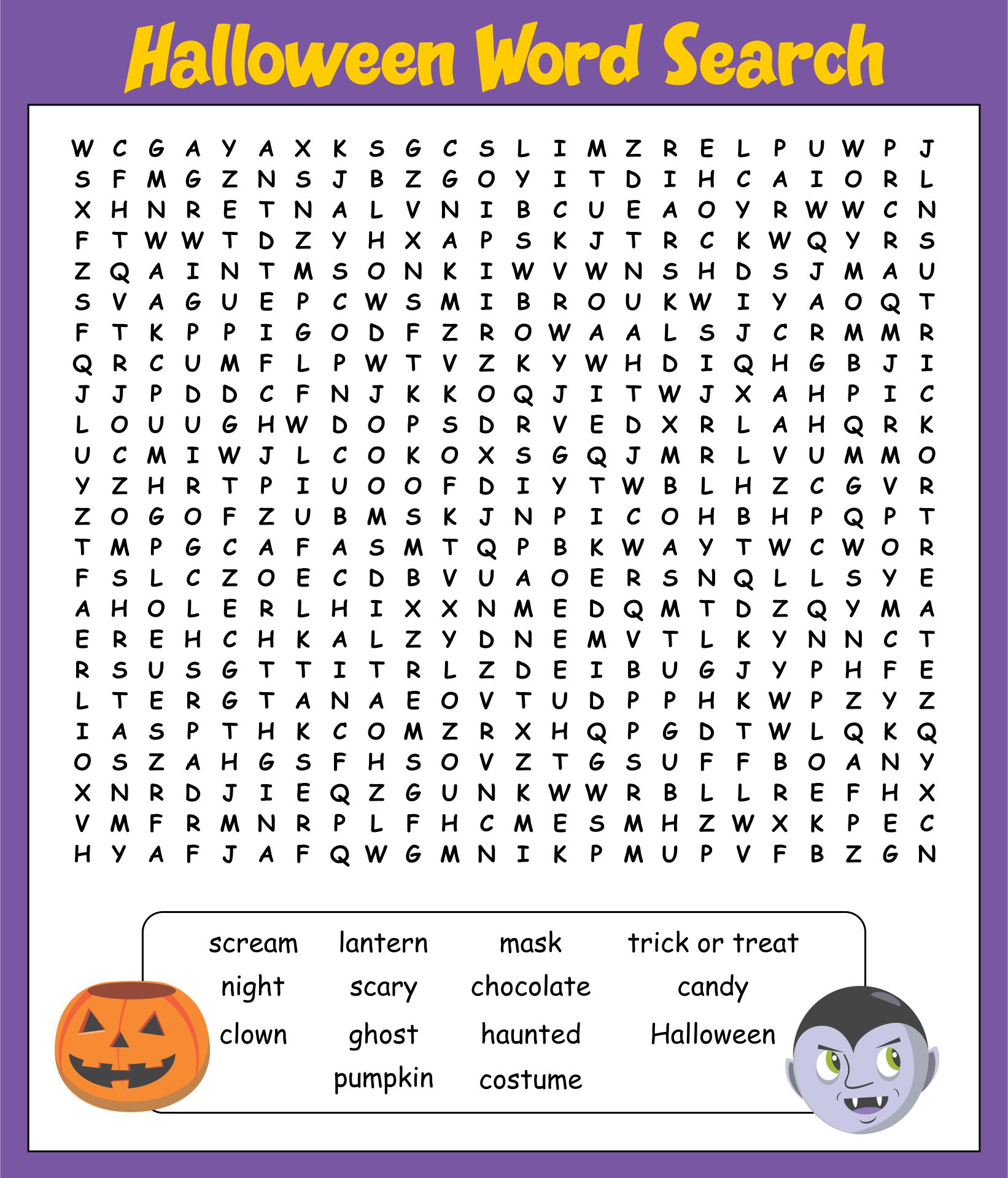 Fun & Free Printable Halloween Word Search