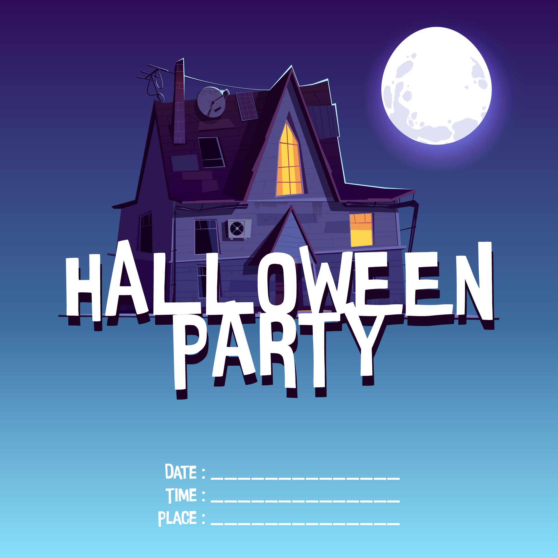 Green Haze Haunted House Halloween Party Invitations