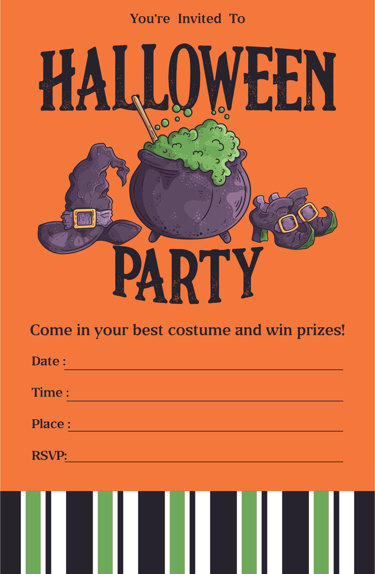 Halloween Birthday Party Invitation Witches Brew