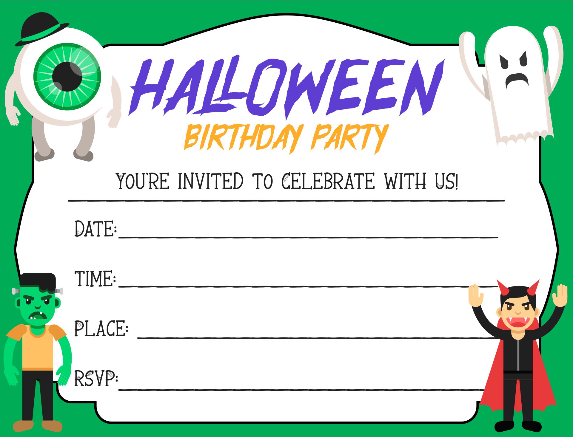 Halloween Birthday Party Invitations Printable Free