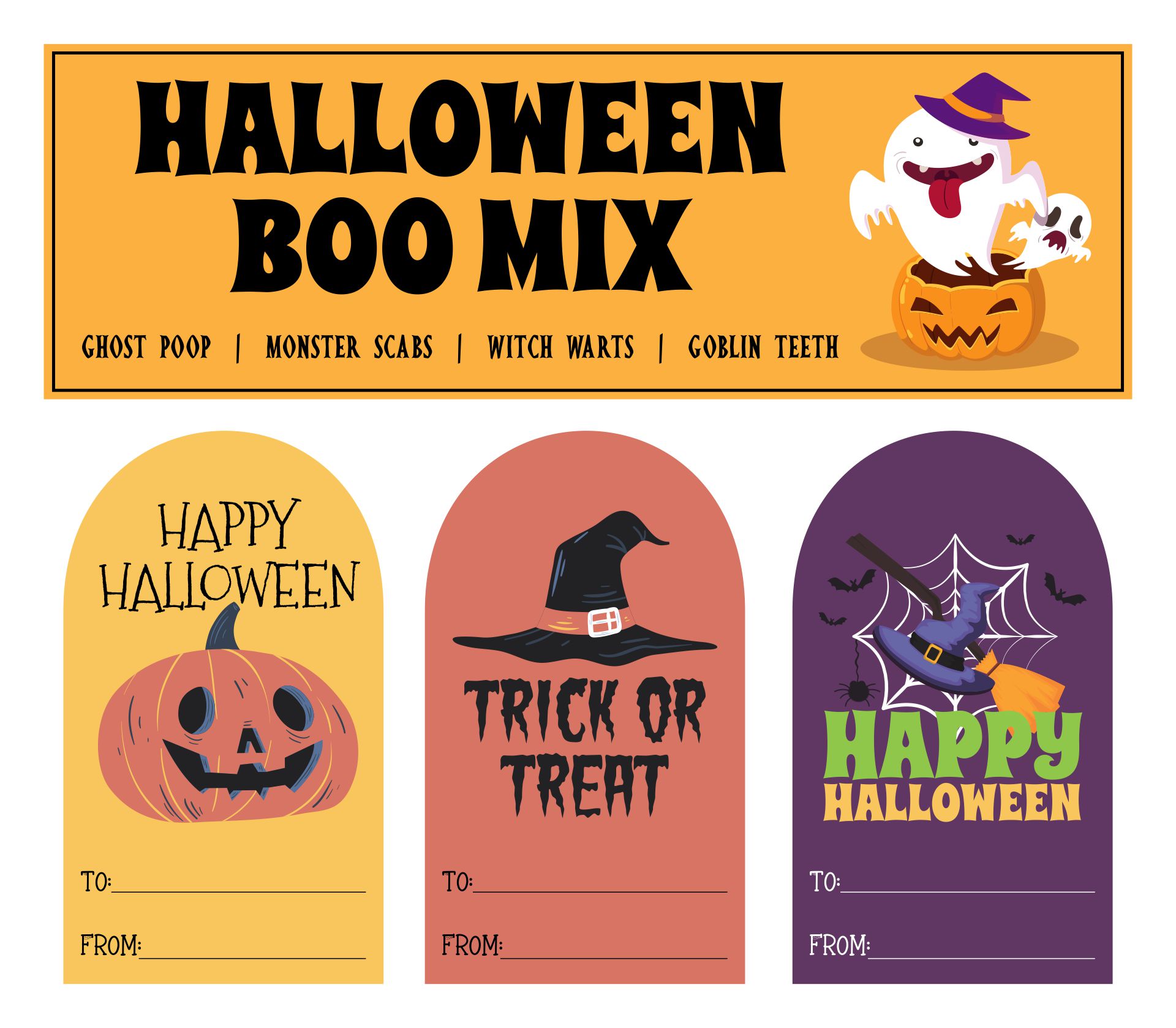 Halloween BOO Mix DIY & Free Printable Tags