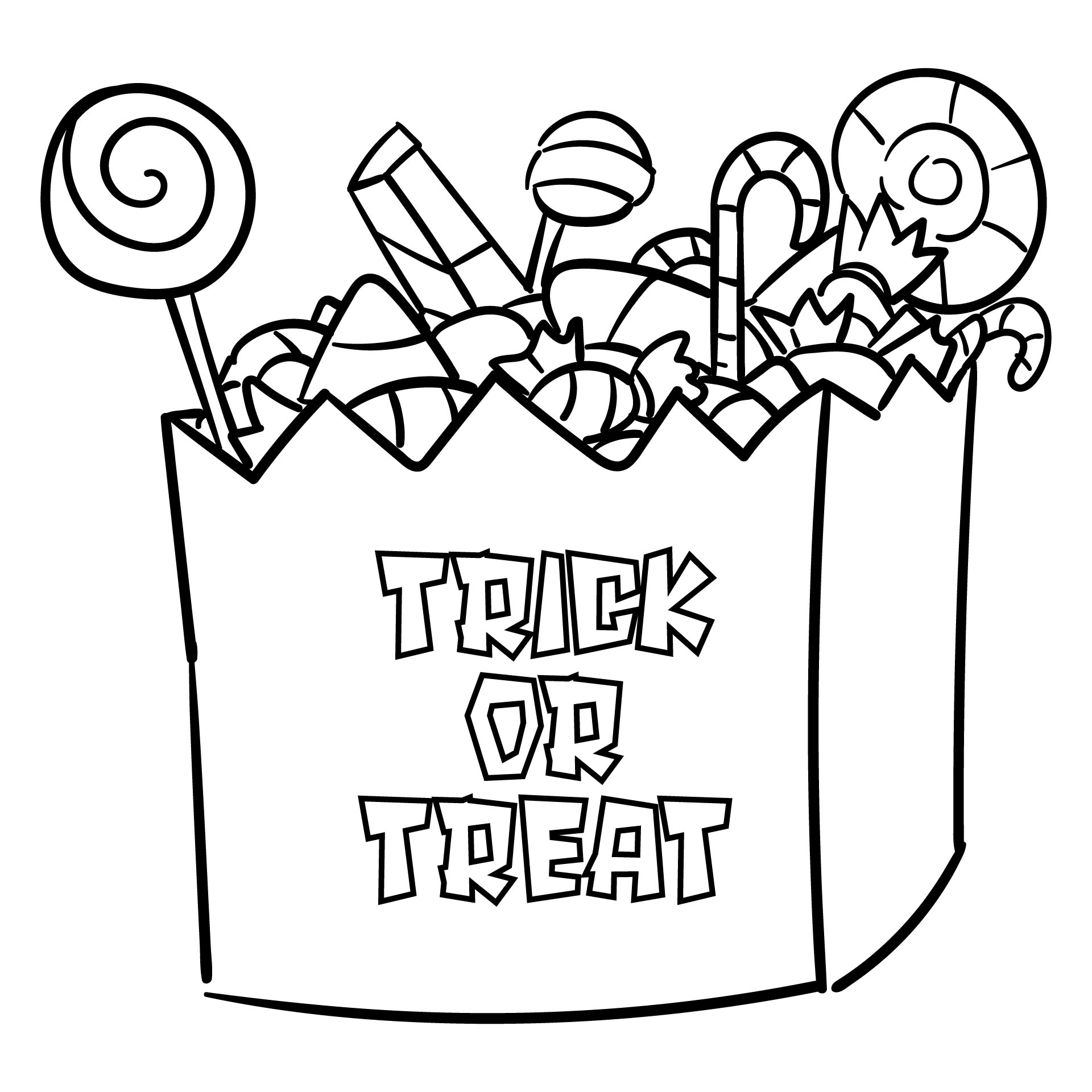 Halloween Candy Bag With Treats Coloring Pages Printable
