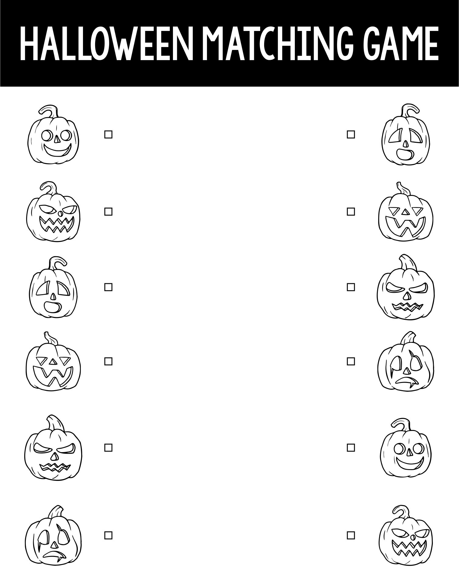 Halloween Matching Game Pumpkin Holiday Symbols