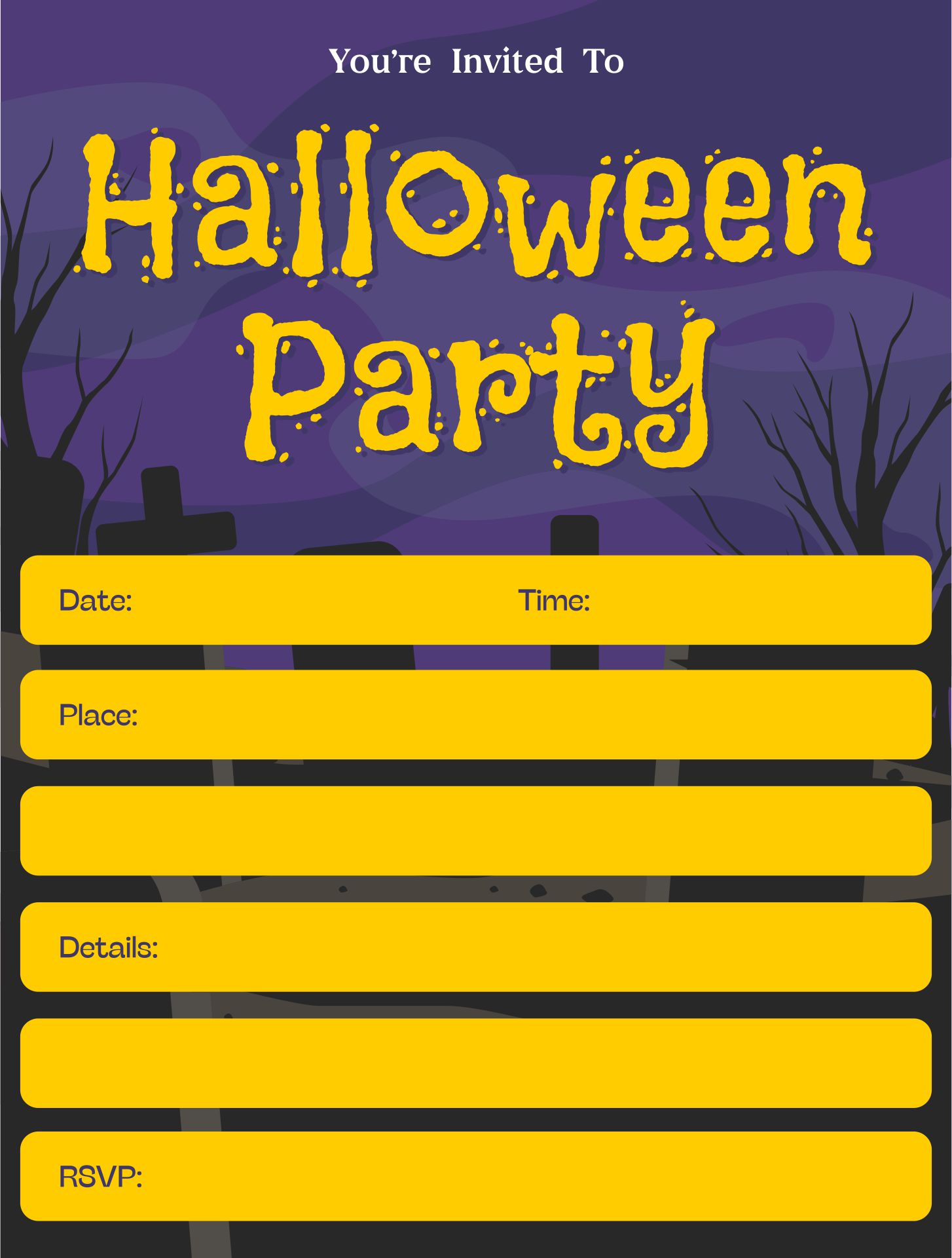 Halloween Party Invitation Spooky Party Invite Editable
