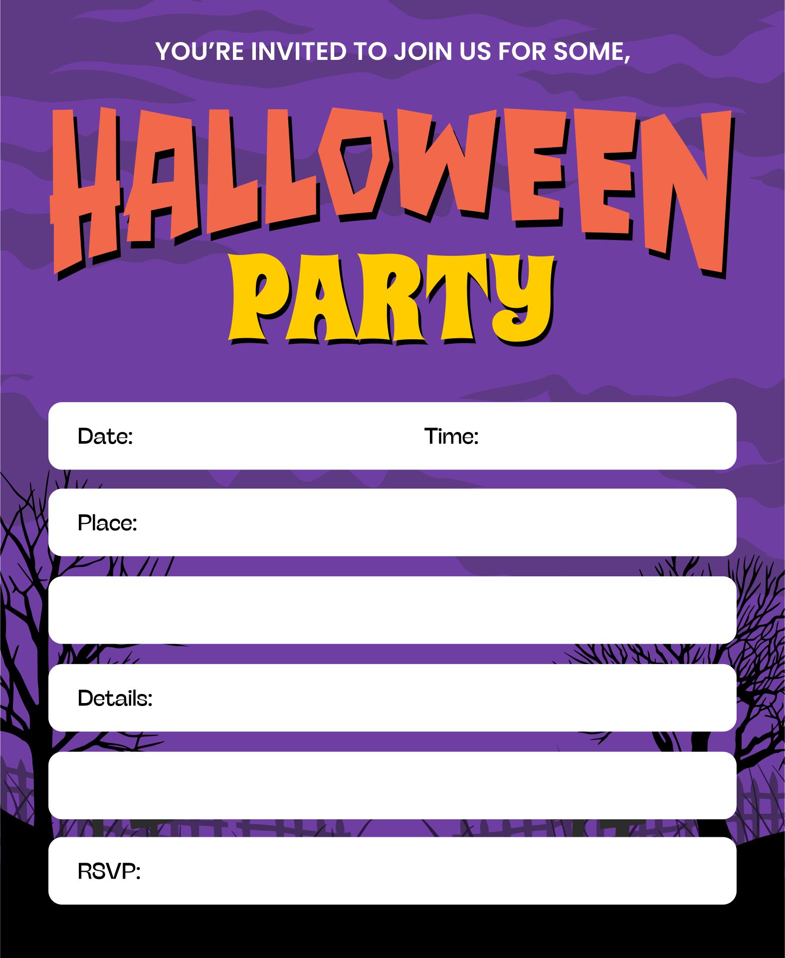 Halloween Party Invitation Spooky Party Invite