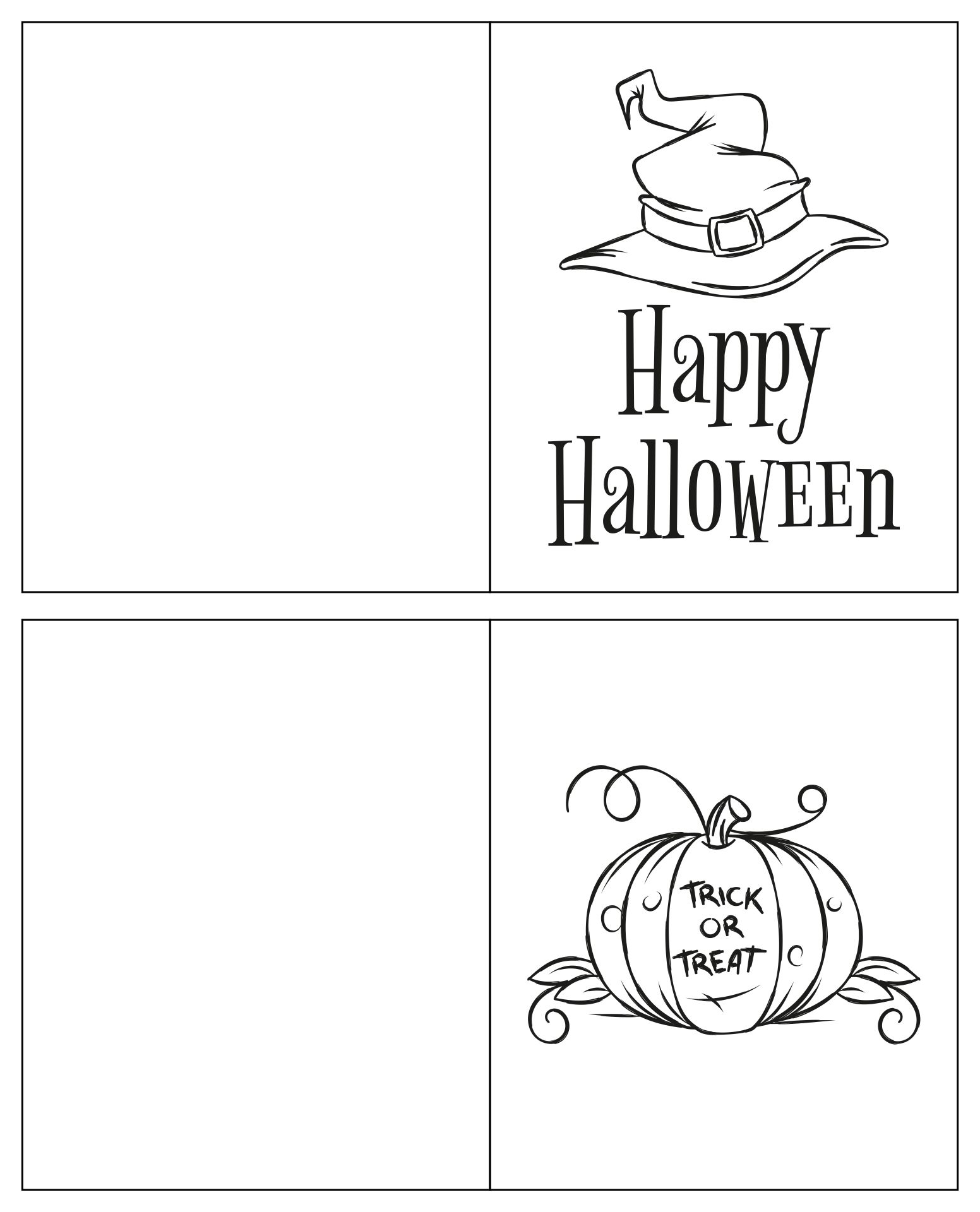 Halloween Printable Cards In Black And White