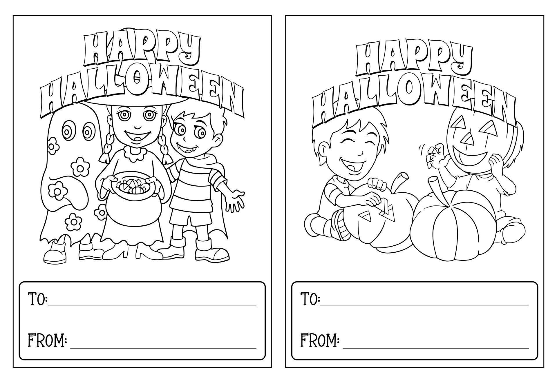 Halloween Printable Cards To Color