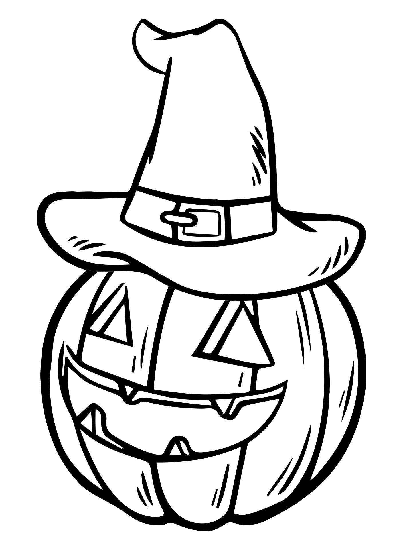 Halloween Pumpkin Witches Hat Coloring Pages Printable
