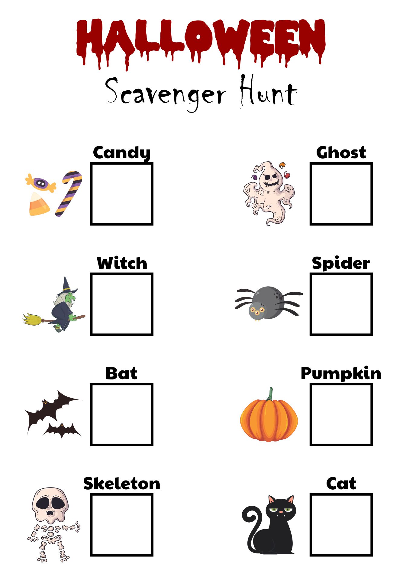 Halloween Scavenger Hunt Game Halloween Printable Games