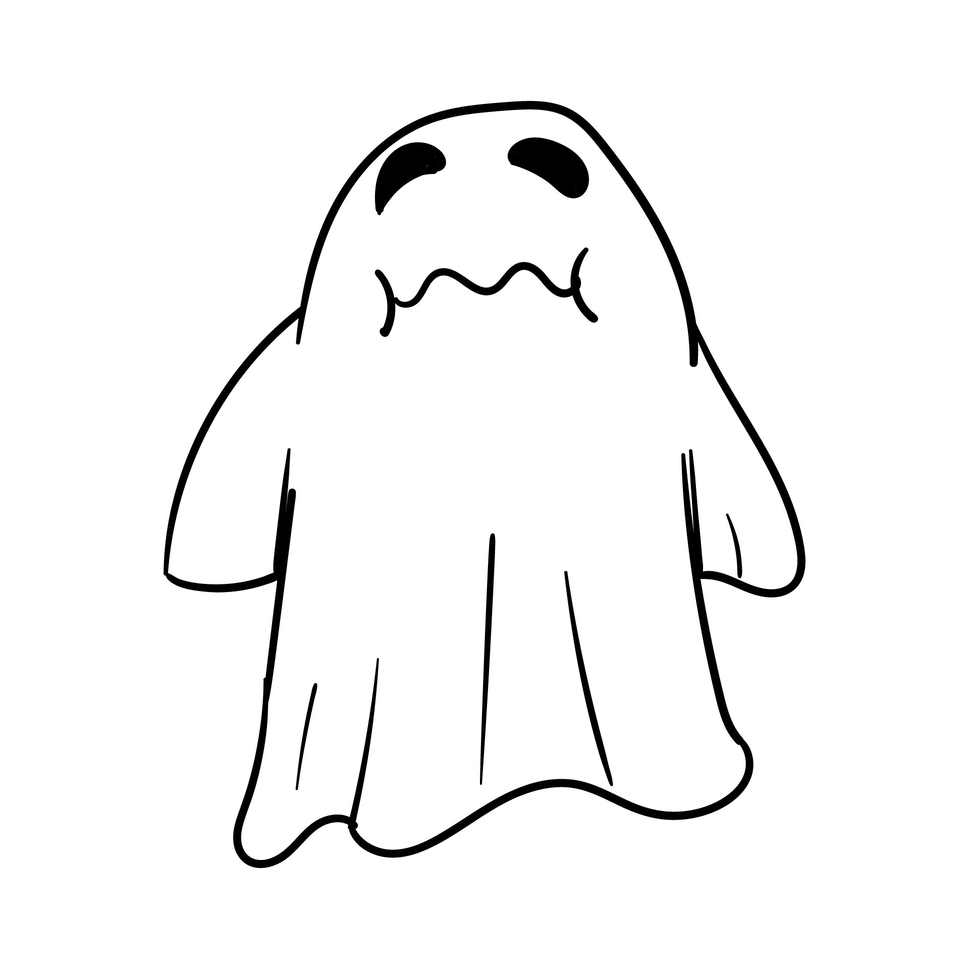 Halloween Scene With A Cute Ghost Coloring Page