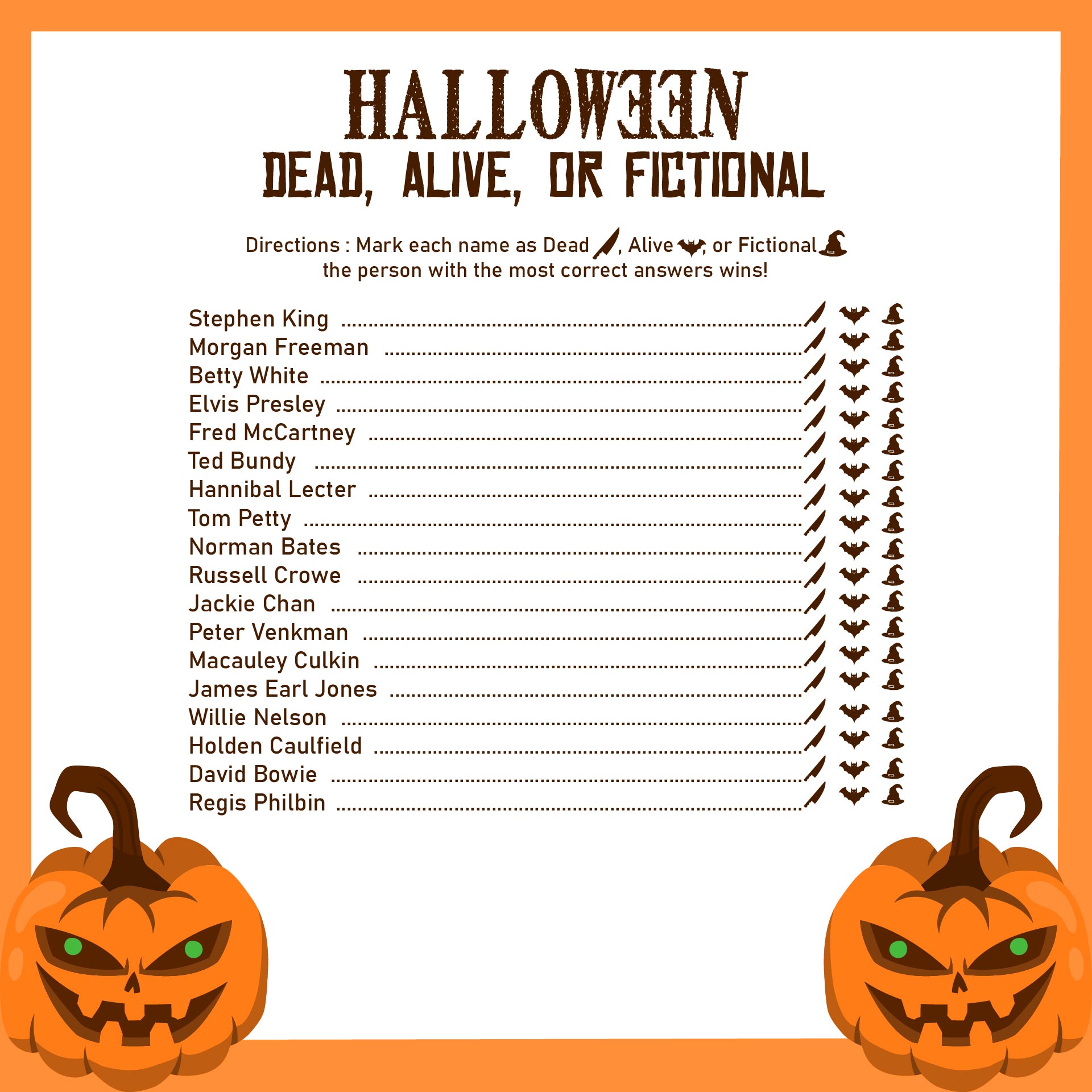 Halloween Themed Party Games Printables