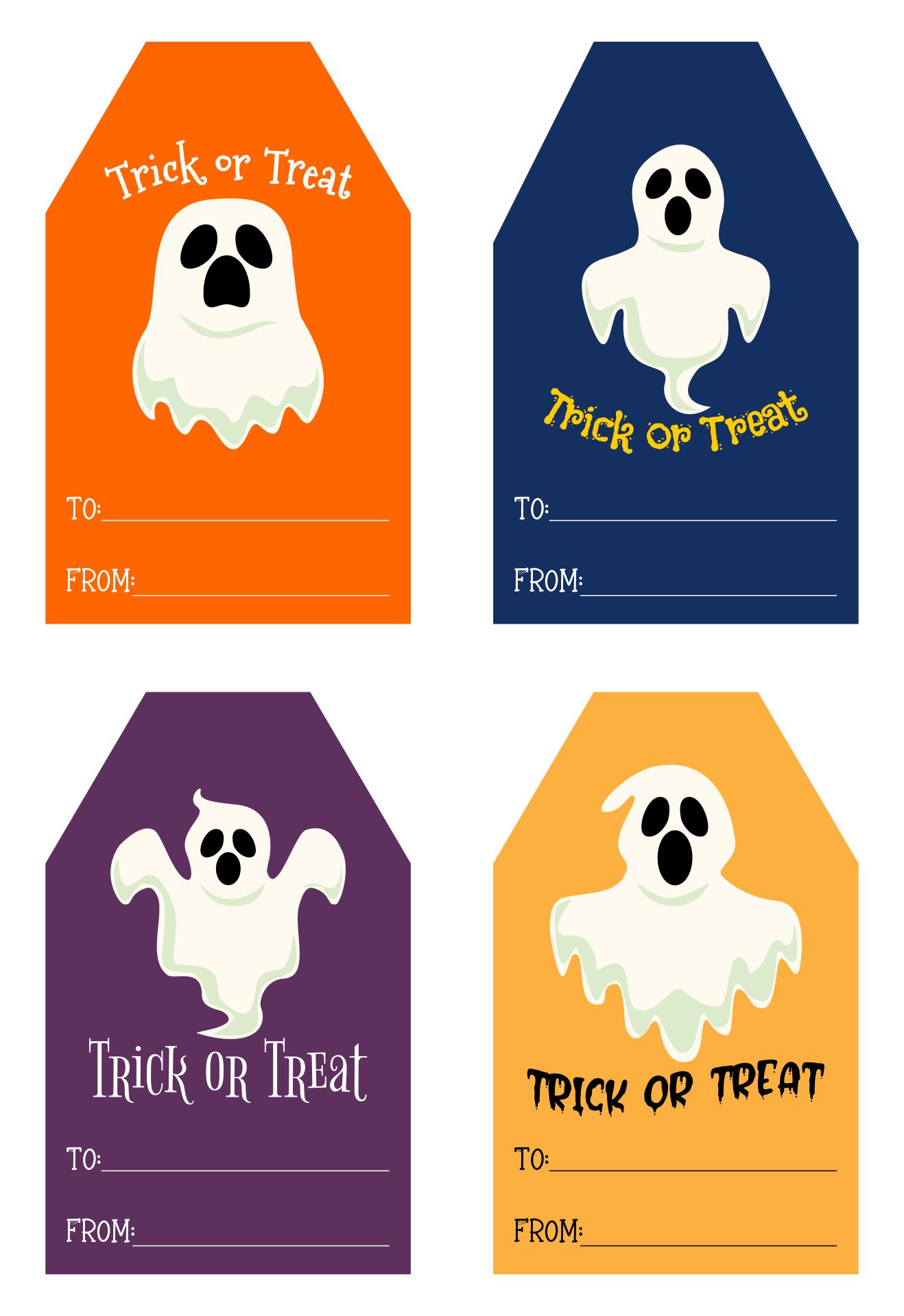 Halloween Trick-or-Treat Ghost Label