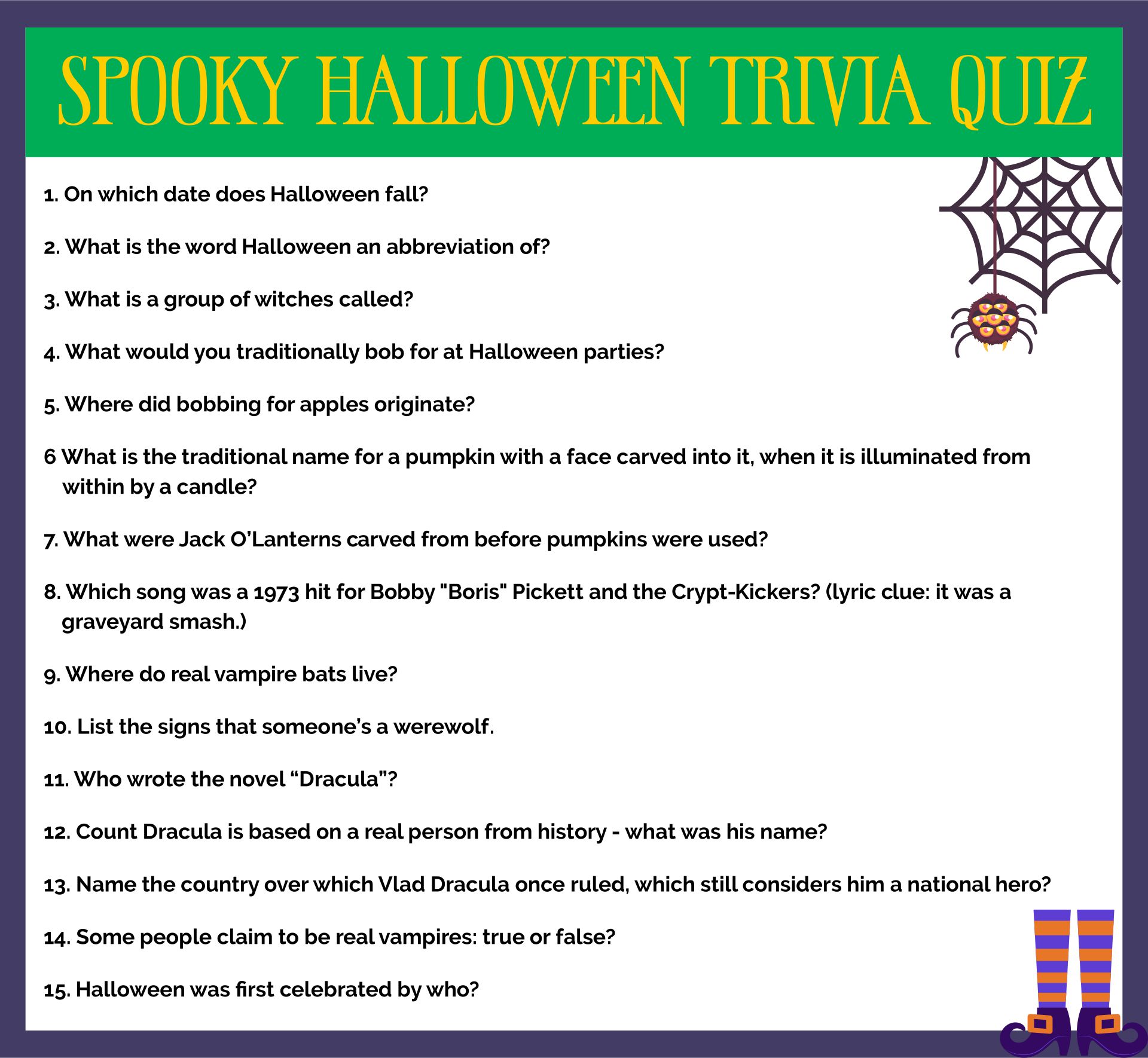 Halloween Trivia Worksheets And Games