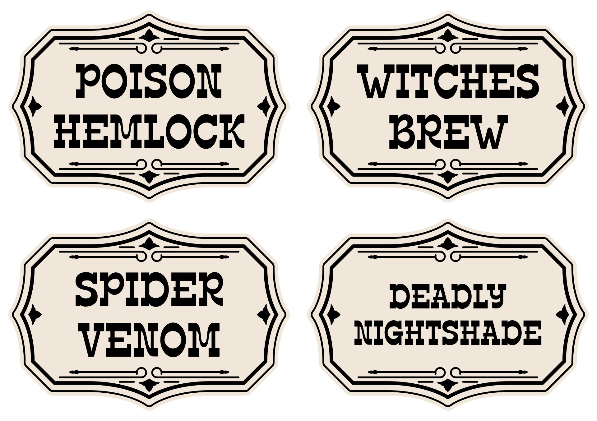 Halloween Witch Labels Vintage Poison Apothecary Tags Potion