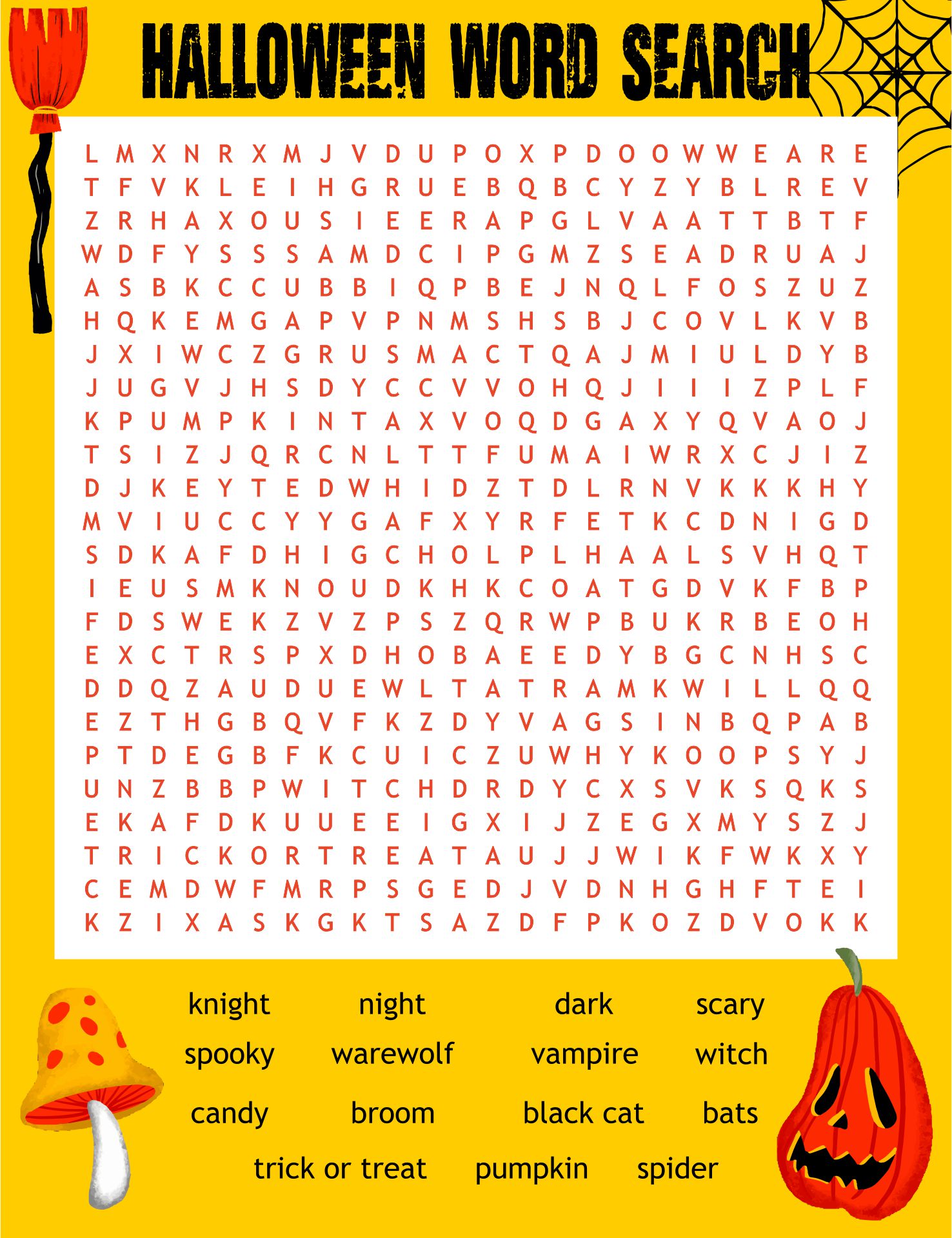 Halloween Word Search Puzzle