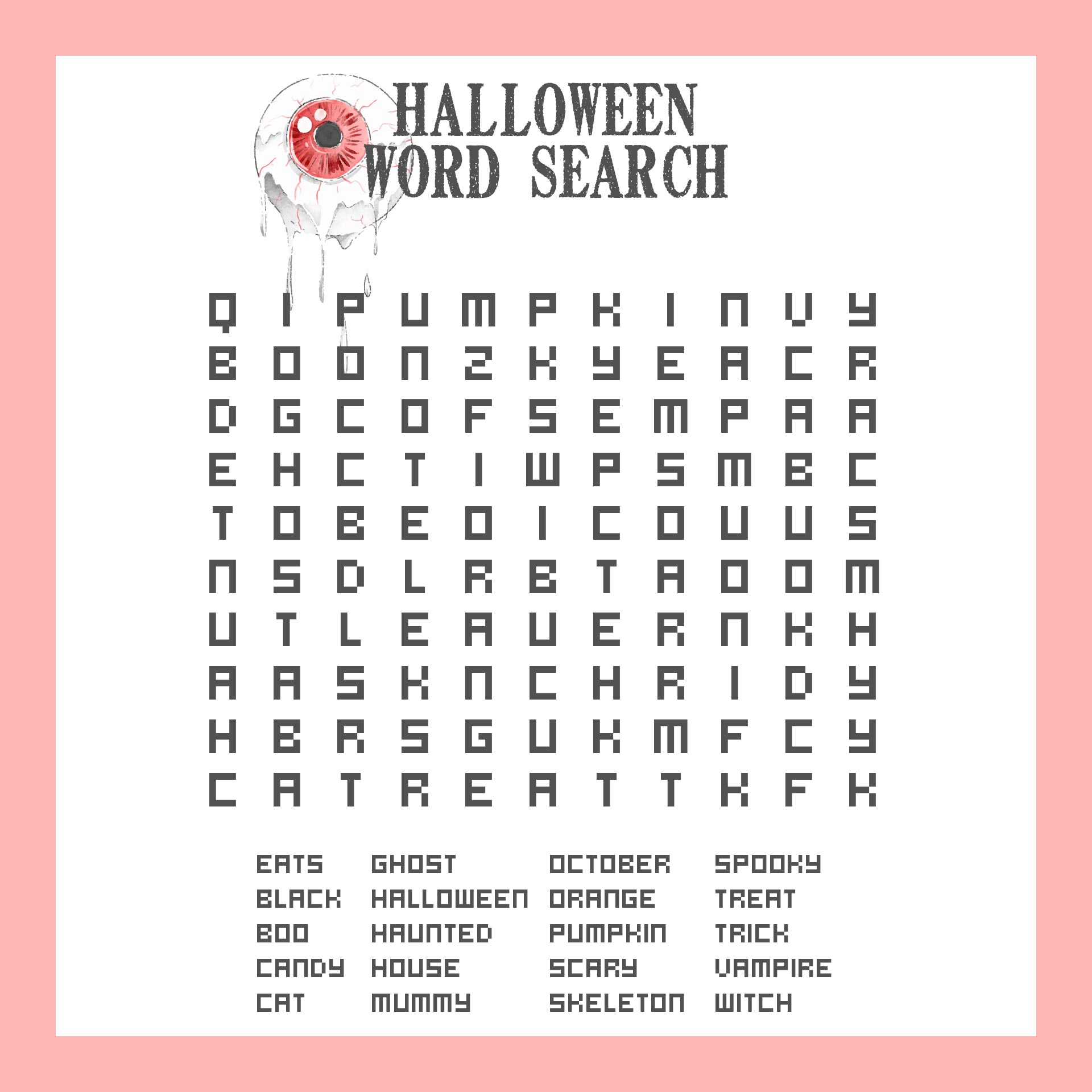 Halloween Word Search Puzzles Printable