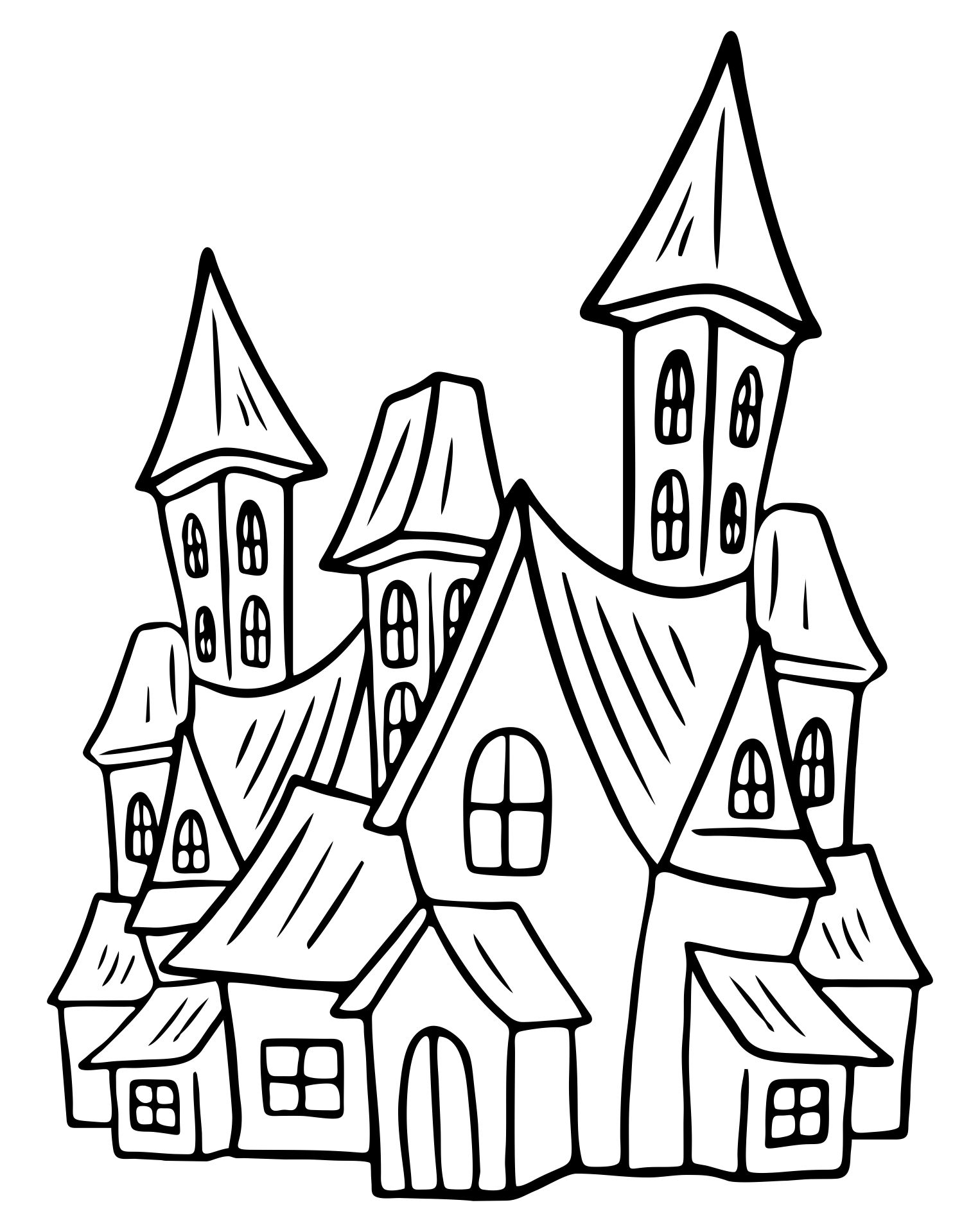 Happy Halloween House Coloring Page For Kids Printable Free