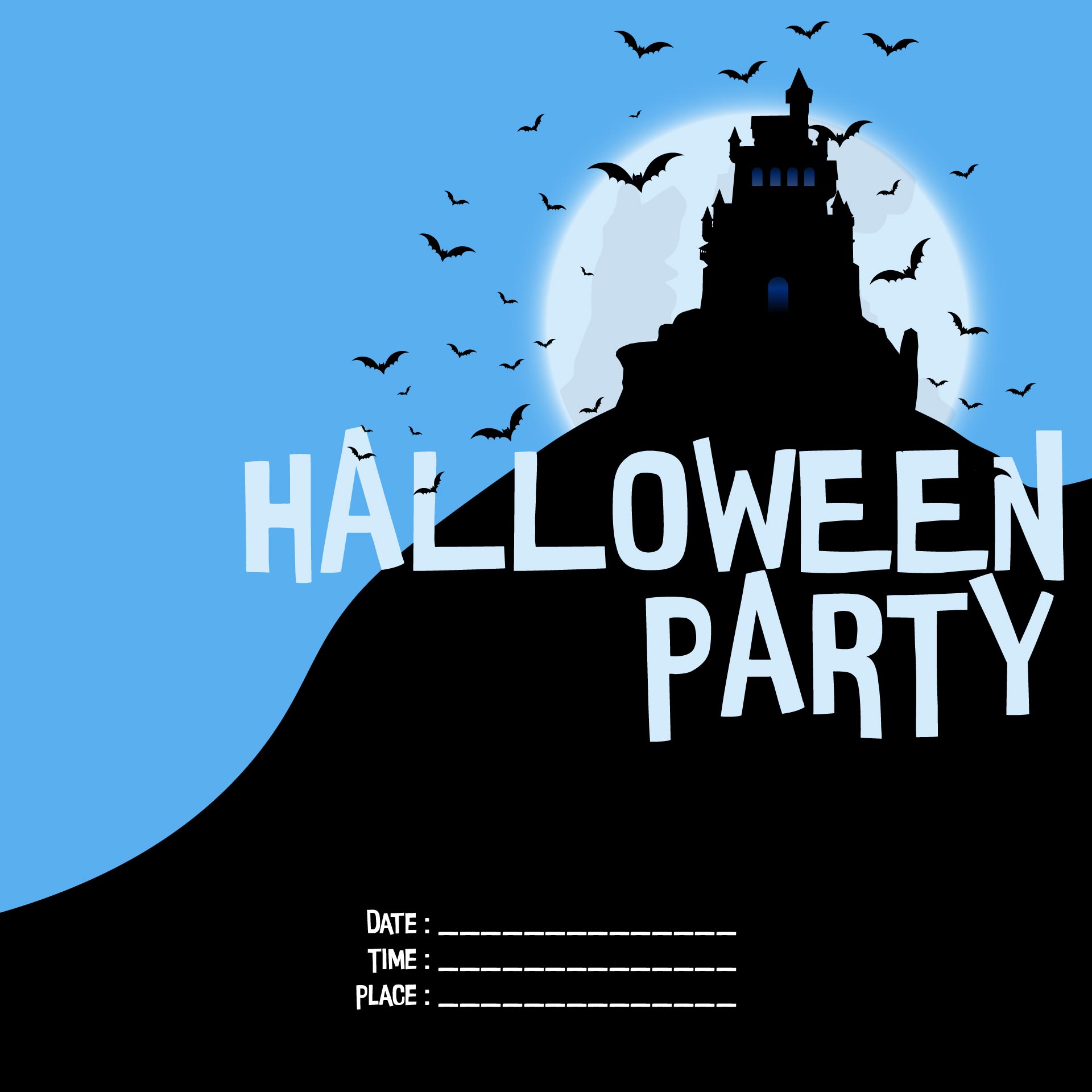 Haunted House On Hill Halloween Party Invitations