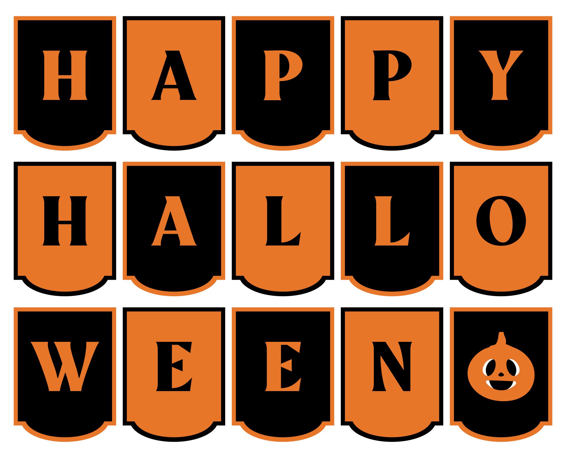 Printable Black And Orange Happy Halloween Banner Halloween