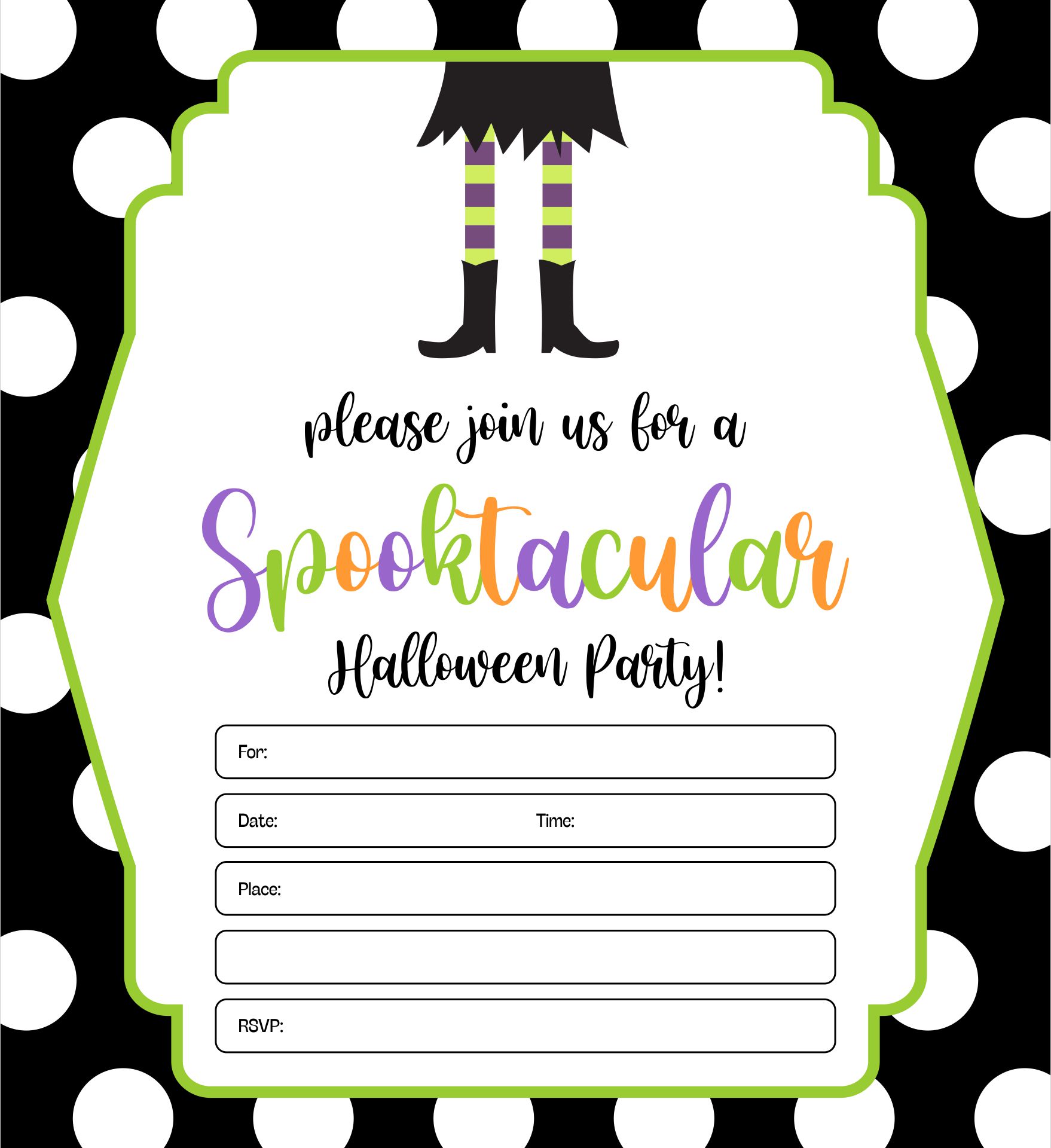 Printable Cute Halloween Spooktacular Party Invites