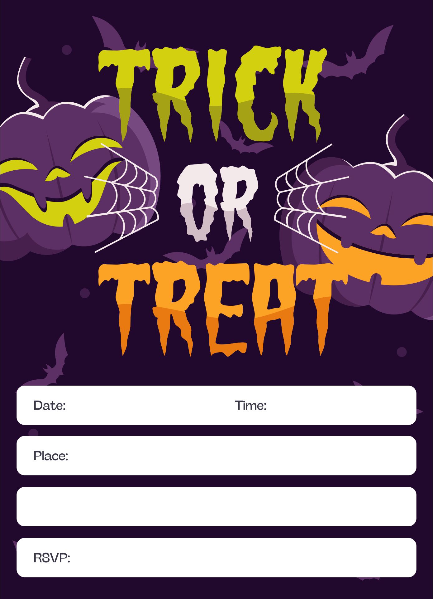 Printable Halloween And Trick Or Treat Flyer Template