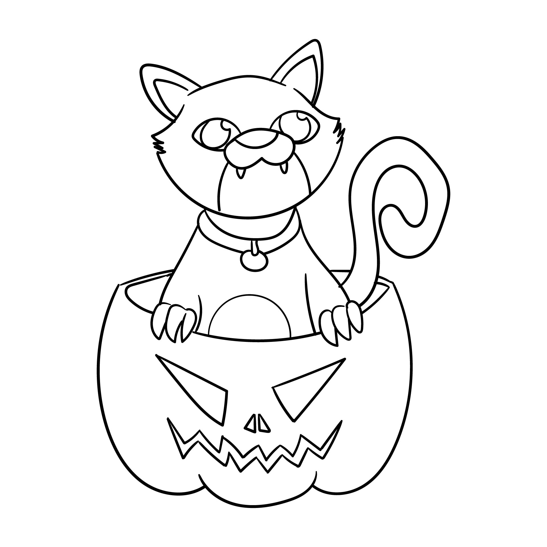 Printable Halloween Cat And Pumpkin Coloring Pages