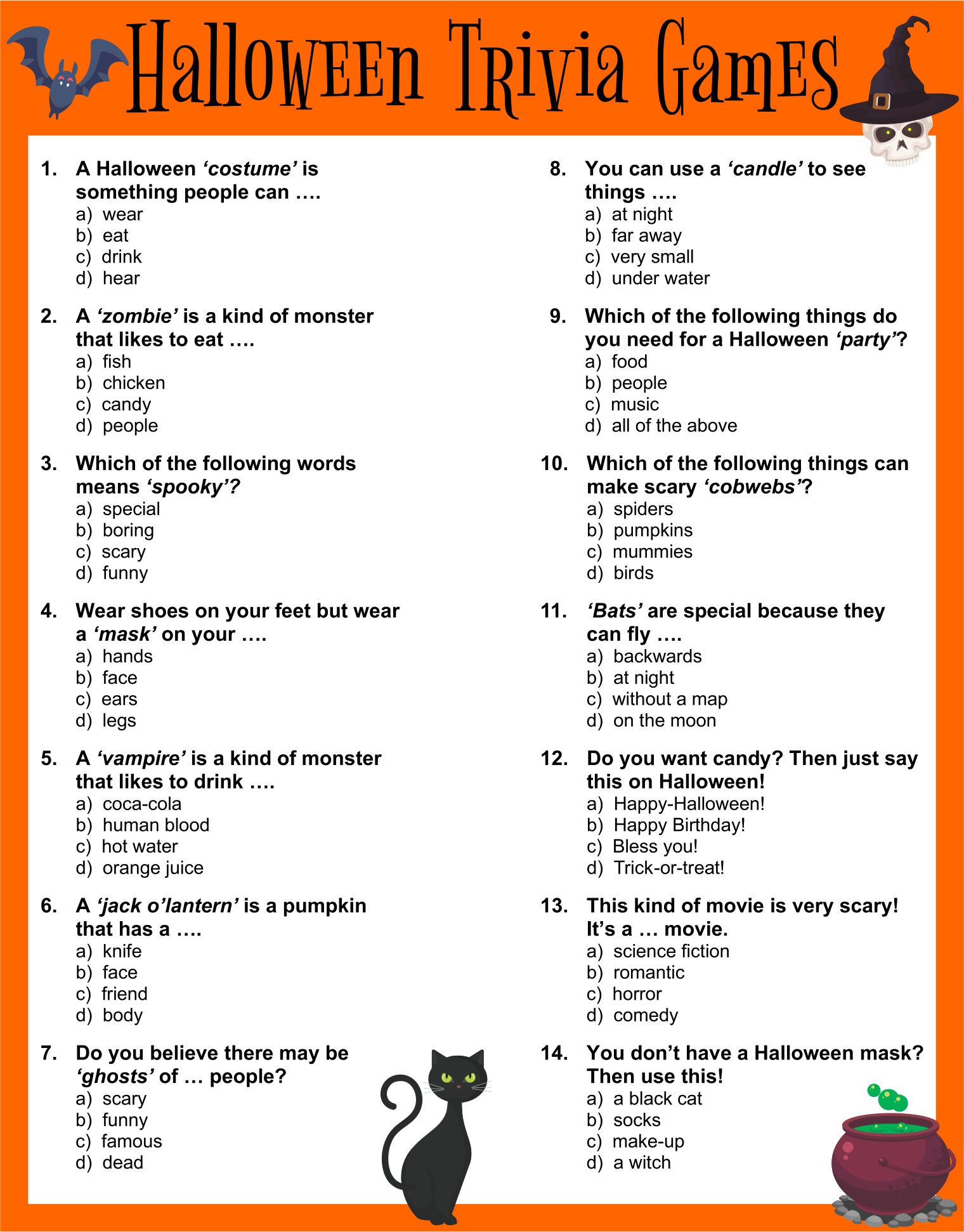 Printable Halloween Game Ideas For Toddlers