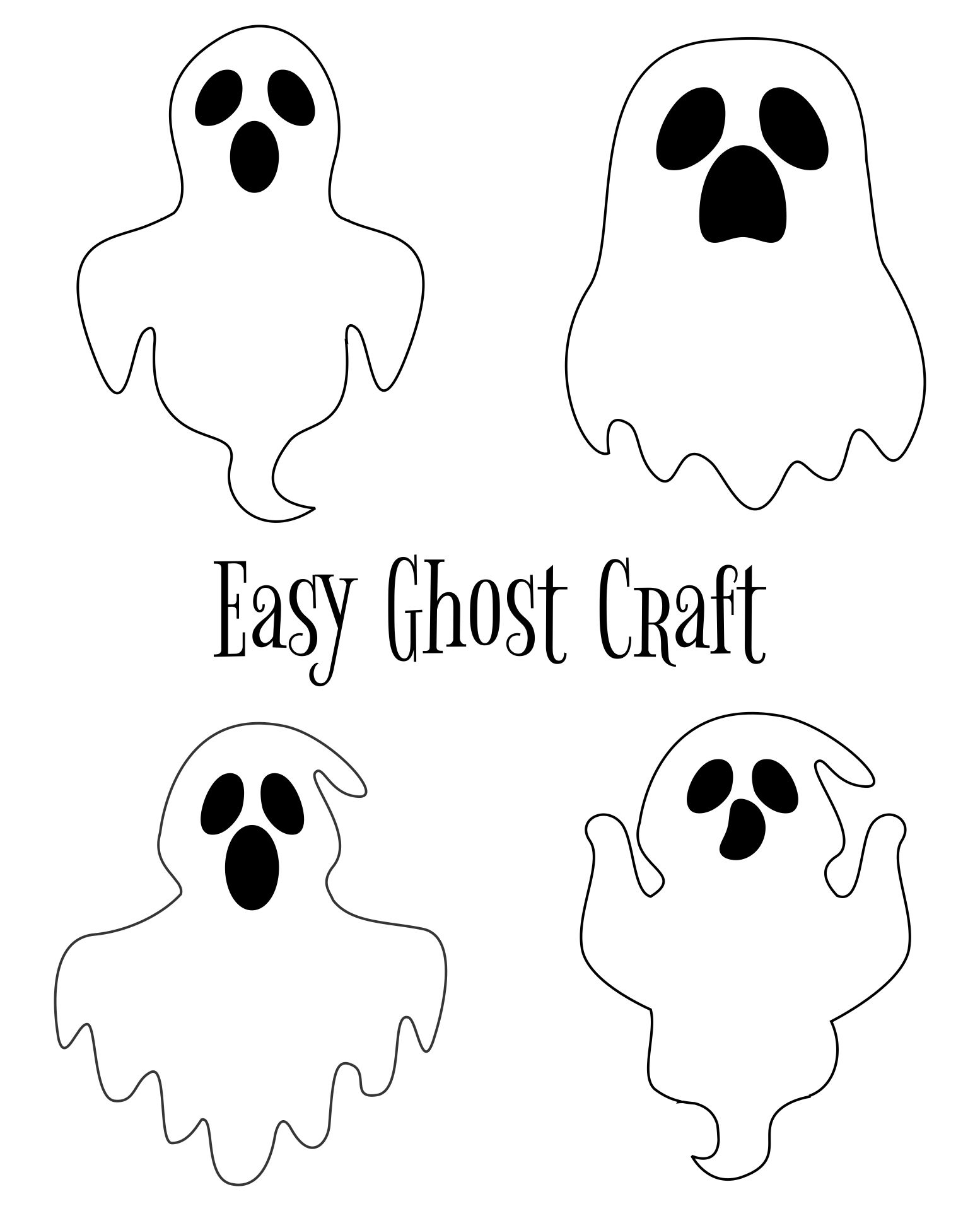 Printable Halloween Ghost Craft For Kids Easy