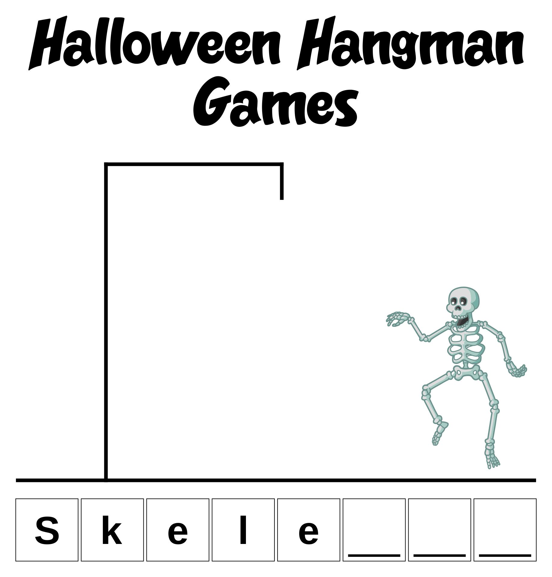 Printable Halloween Hangman Worksheets
