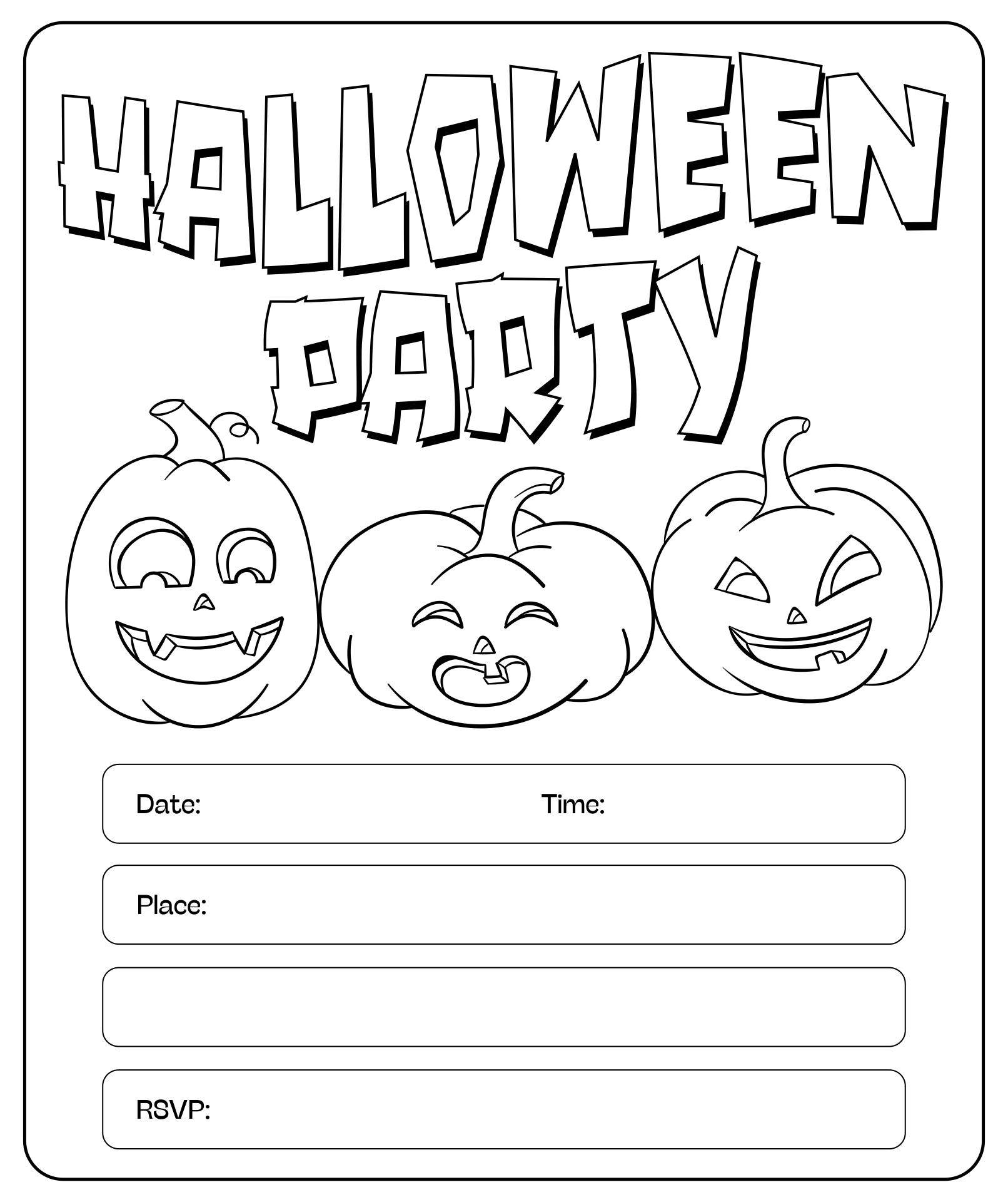 Printable Halloween Invitations To Color