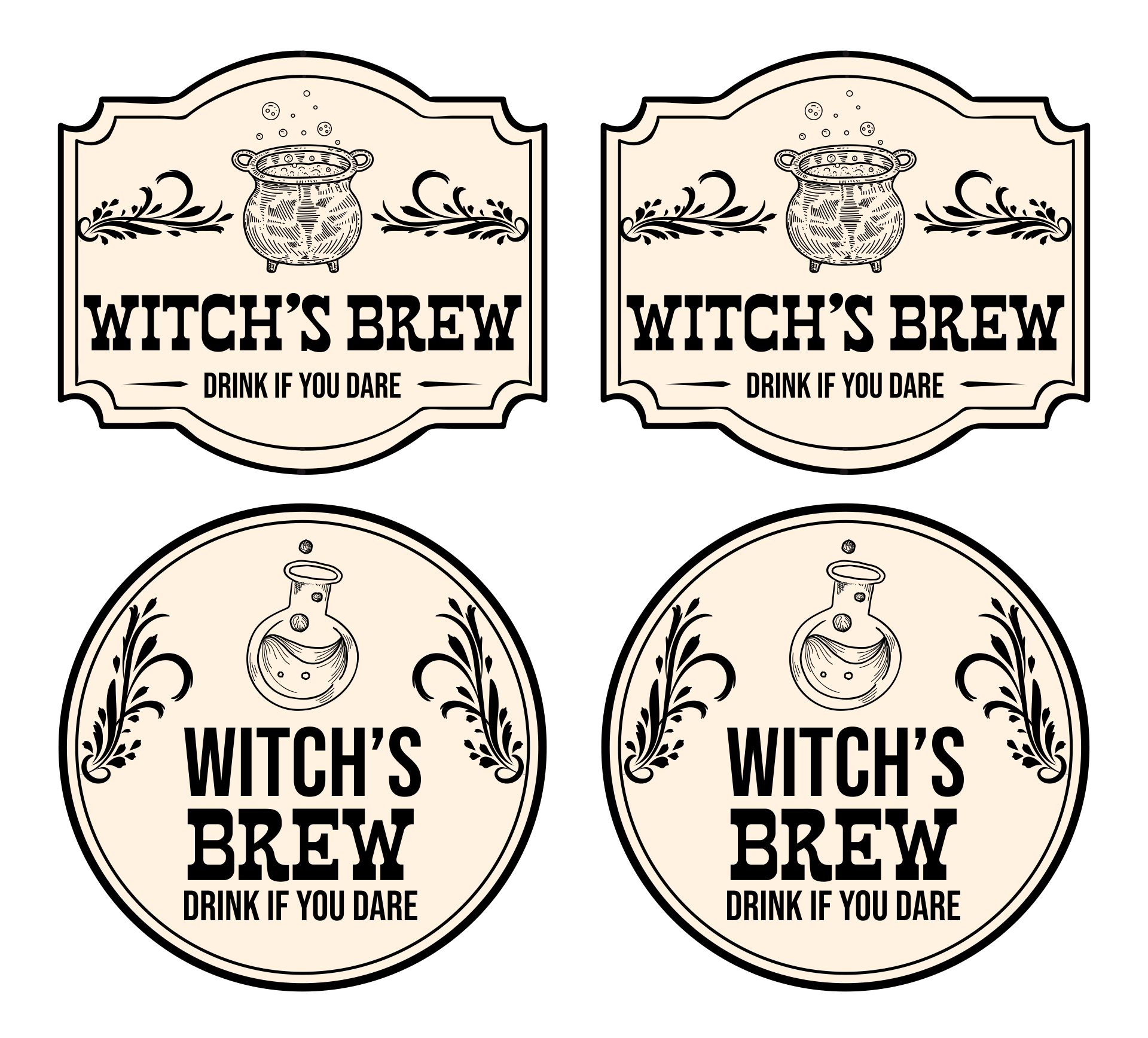 Printable Halloween Potion And Witchs Brew Labels