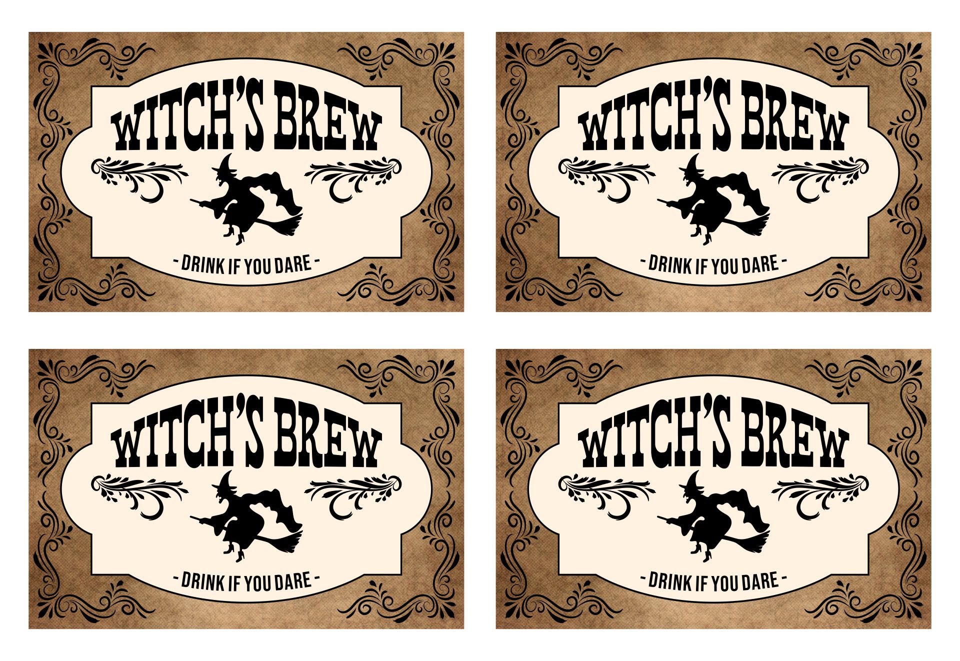 Printable Halloween Potion And Witchs Brew Labels