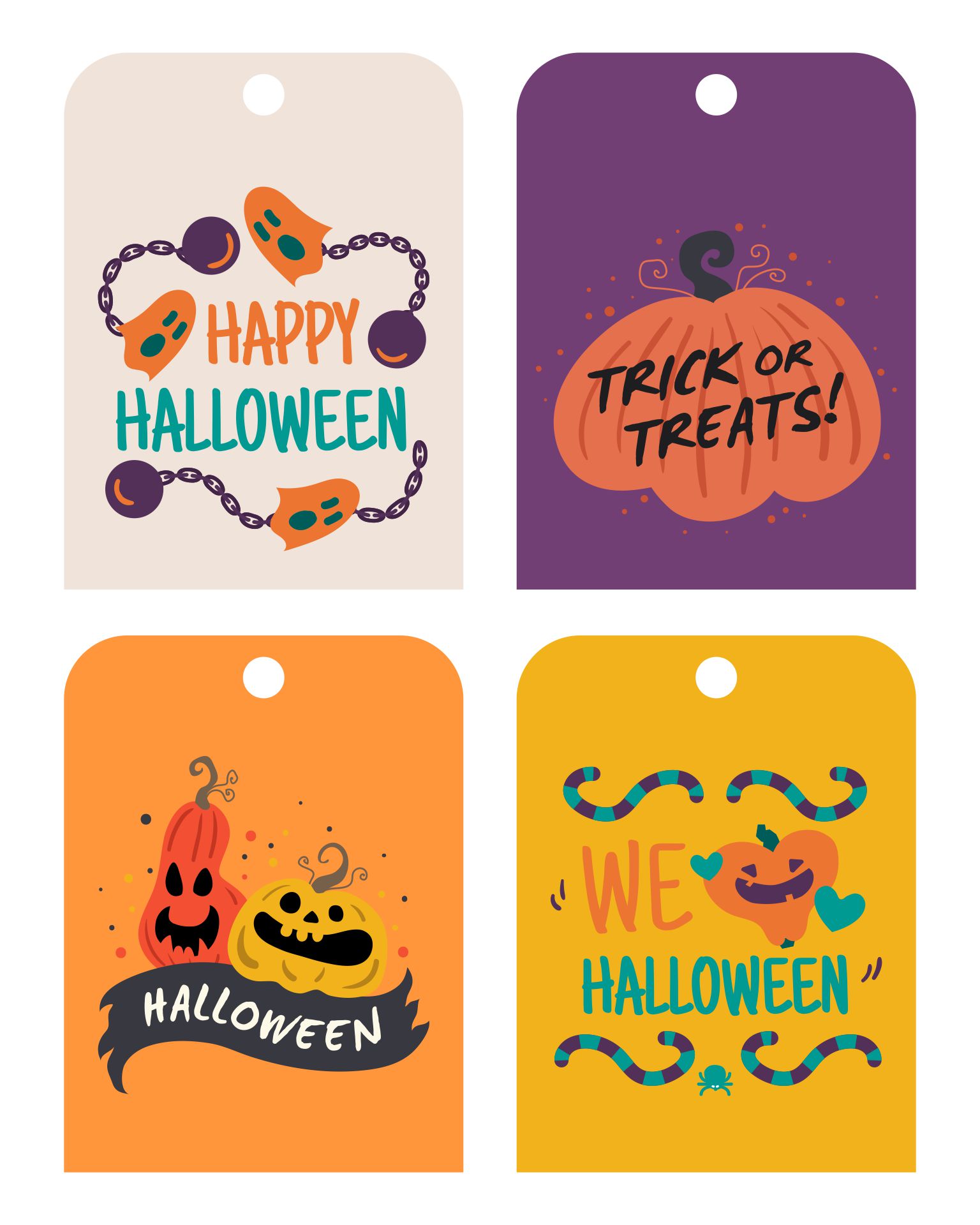 Printable Halloween Treats Bags Party Favors