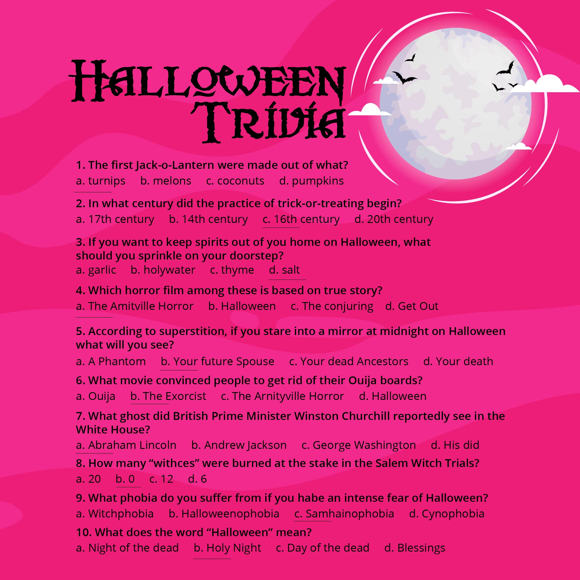 Printable Halloween Trivia Questions And Answers