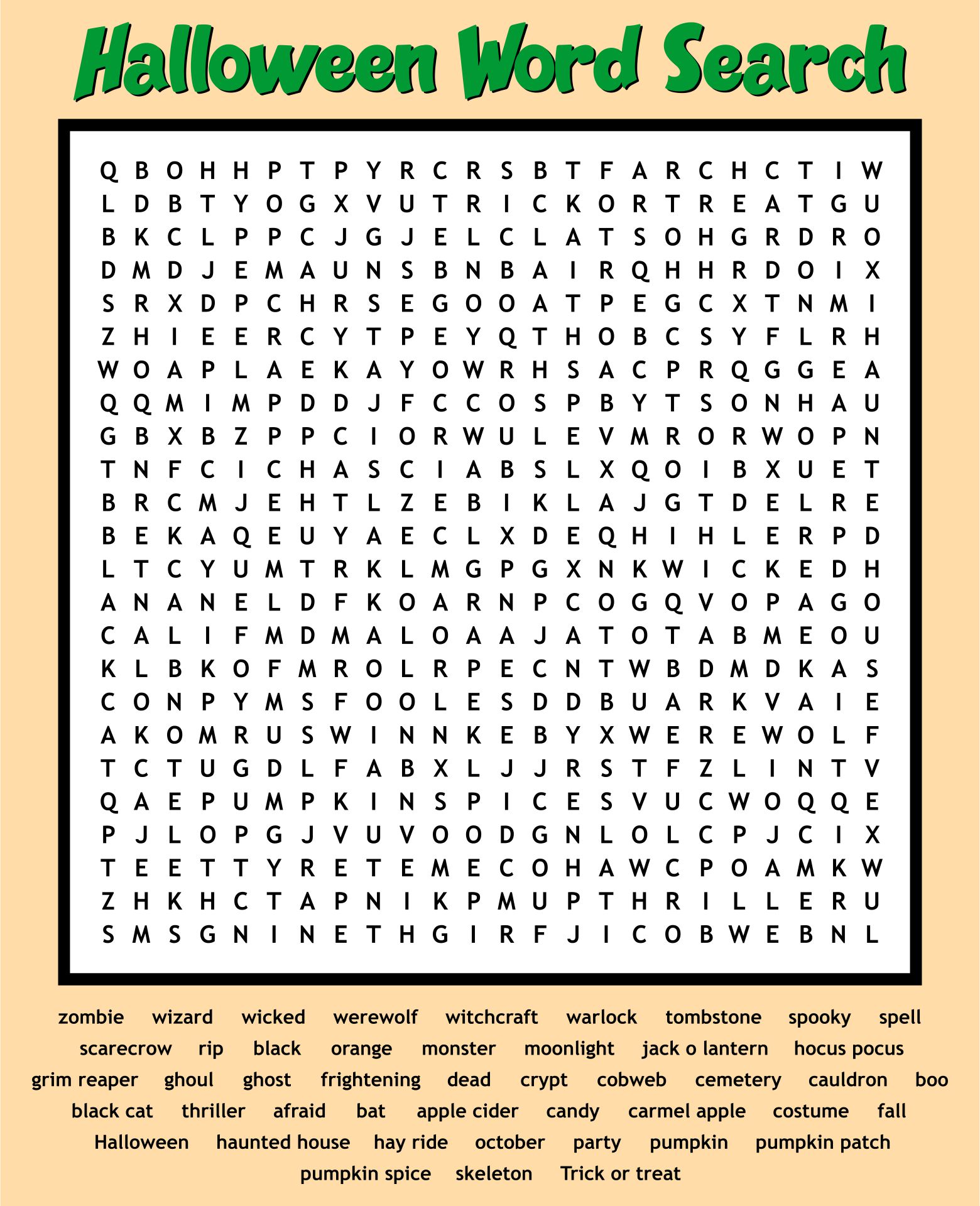 Printable Halloween Word Searches For Adults