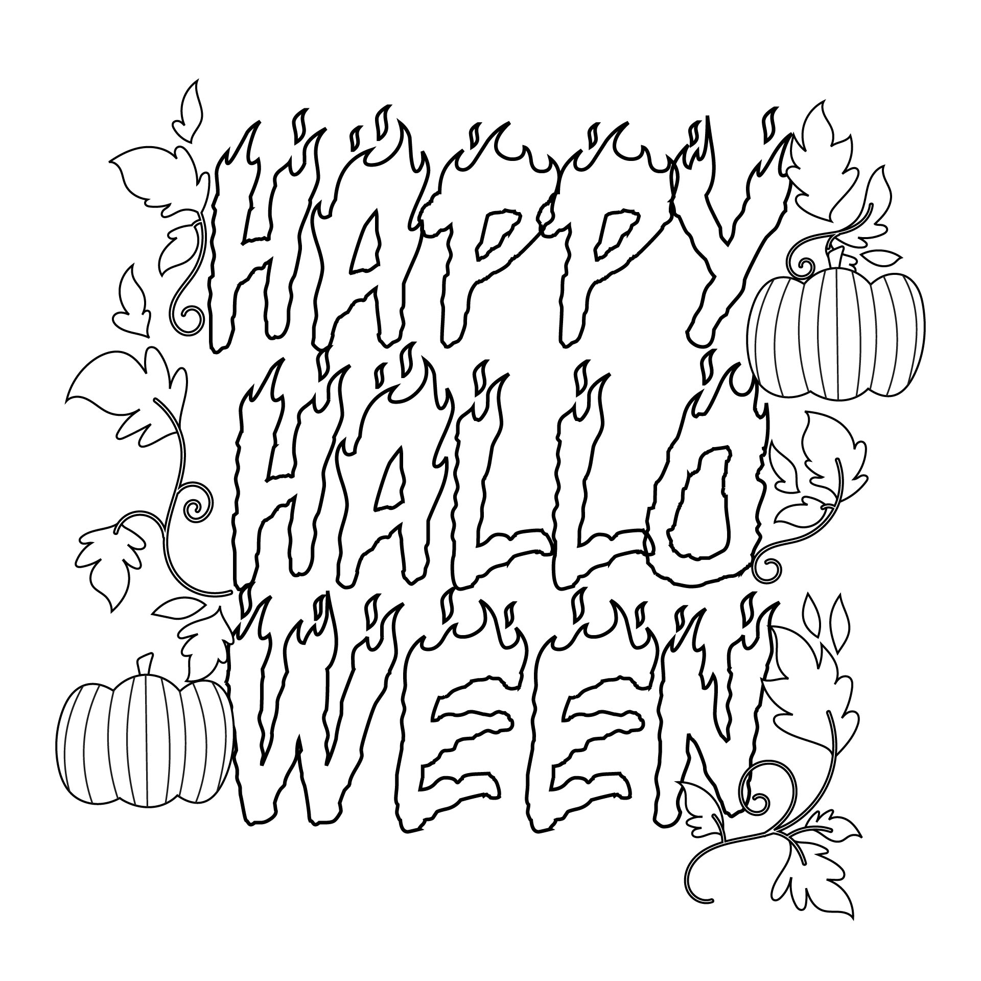 Printable Happy Halloween Banner To Color